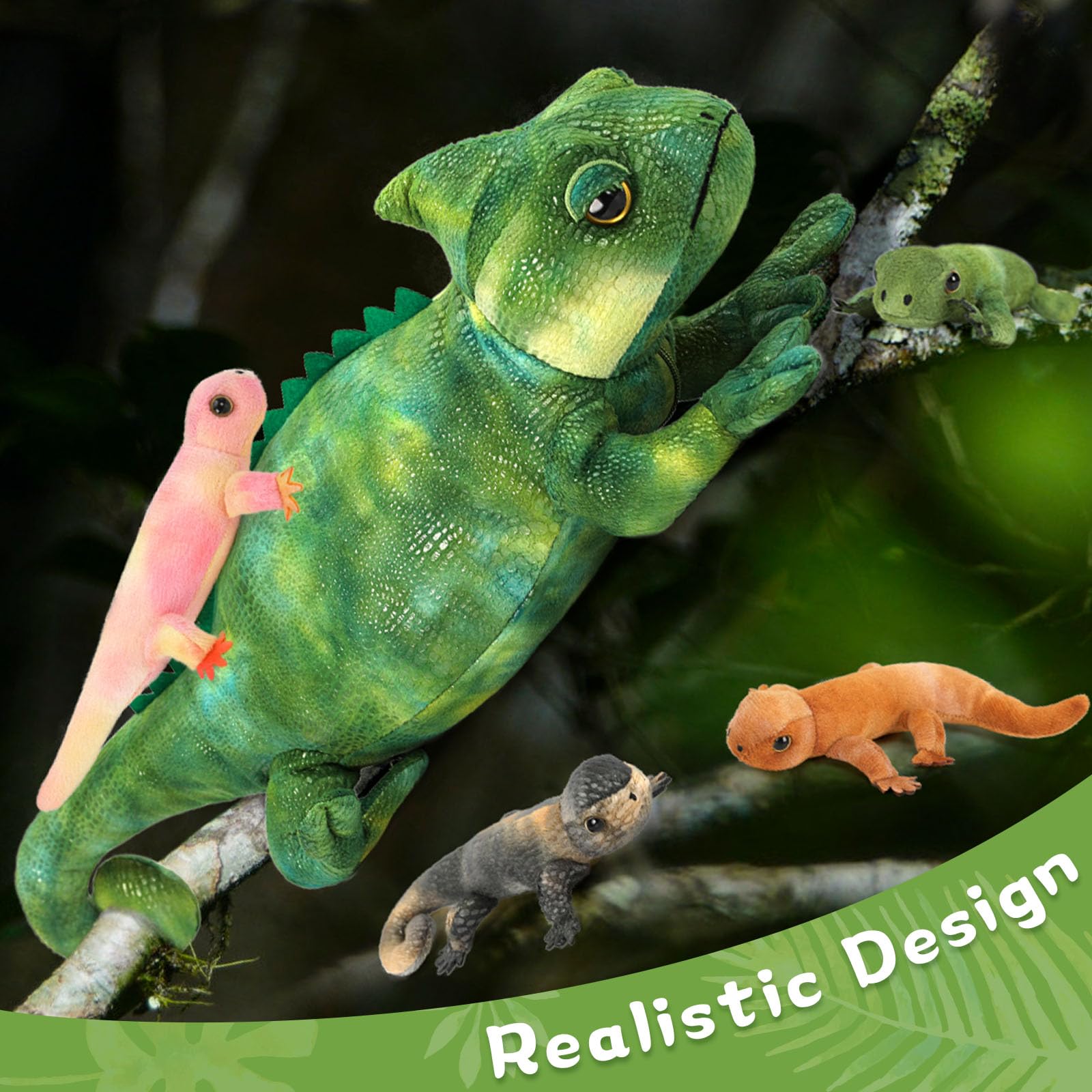 Foto 4 pulgar | Peluche Morismos Lizard Chameleon con 4 Bebés - Venta Internacional