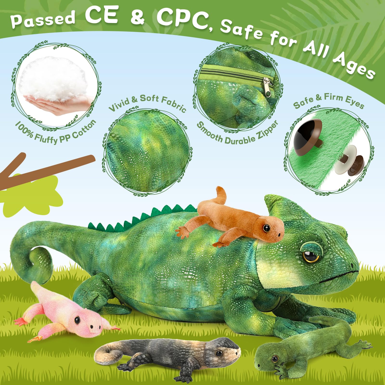 Foto 5 | Peluche Morismos Lizard Chameleon con 4 Bebés - Venta Internacional