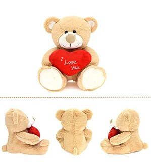 Foto 2 | Oso de Peluche HWD ¡Te Amo! 25 cm con Corazón Rojo - Venta Internacional