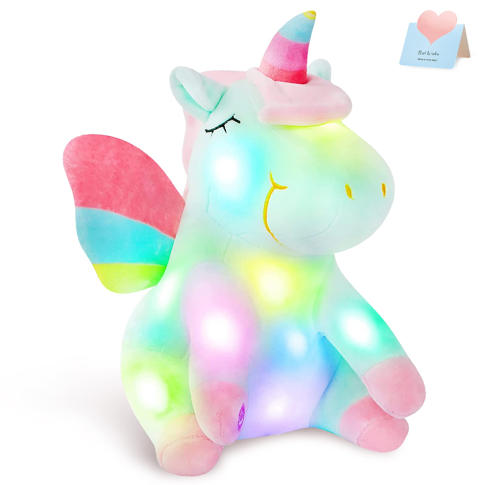Animal De Peluche Athoinsu, Unicornio Verde Iluminado, 30 Cm Con Led - Venta Internacional. $877