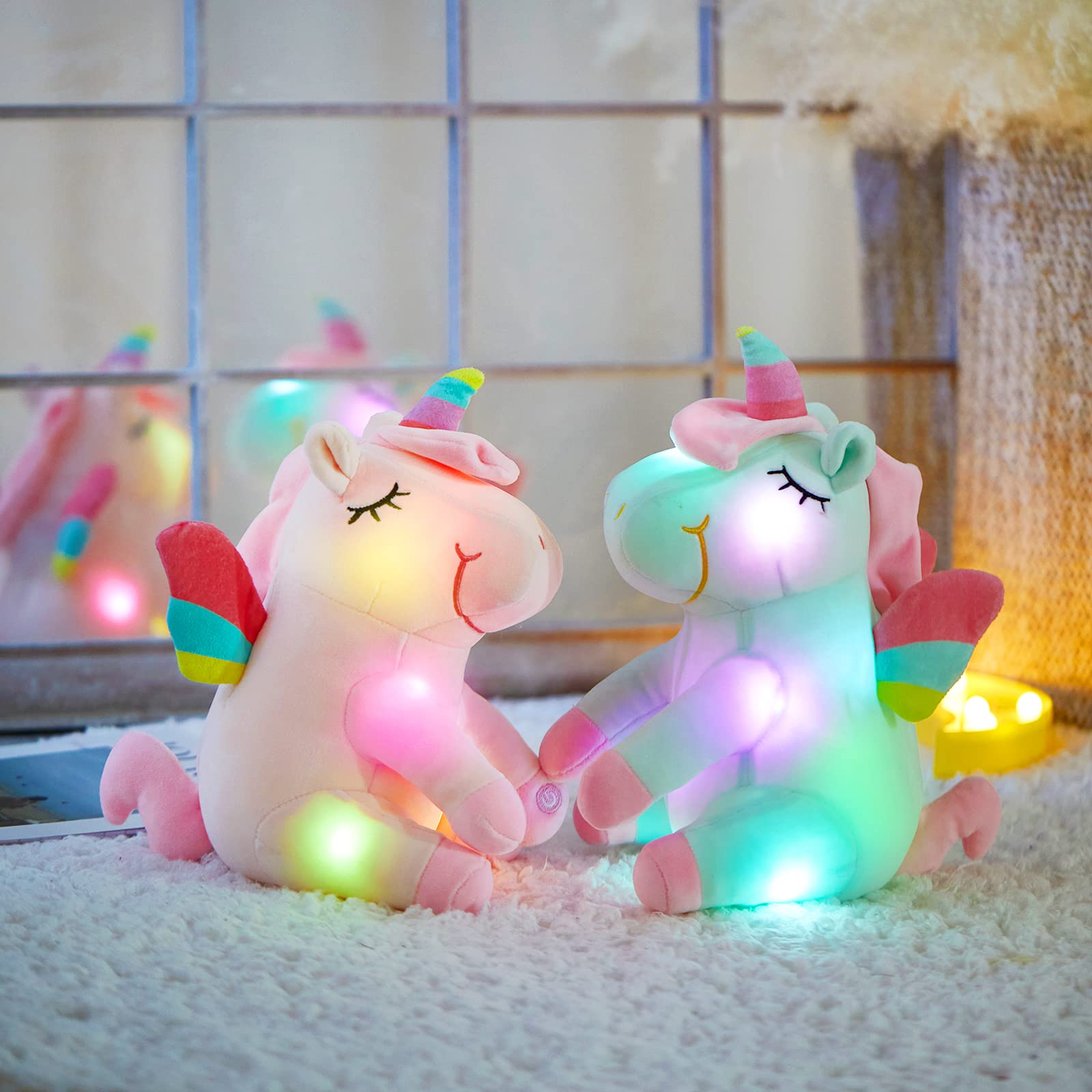 Foto 4 pulgar | Animal De Peluche Athoinsu, Unicornio Verde Iluminado, 30 Cm Con Led - Venta Internacional.