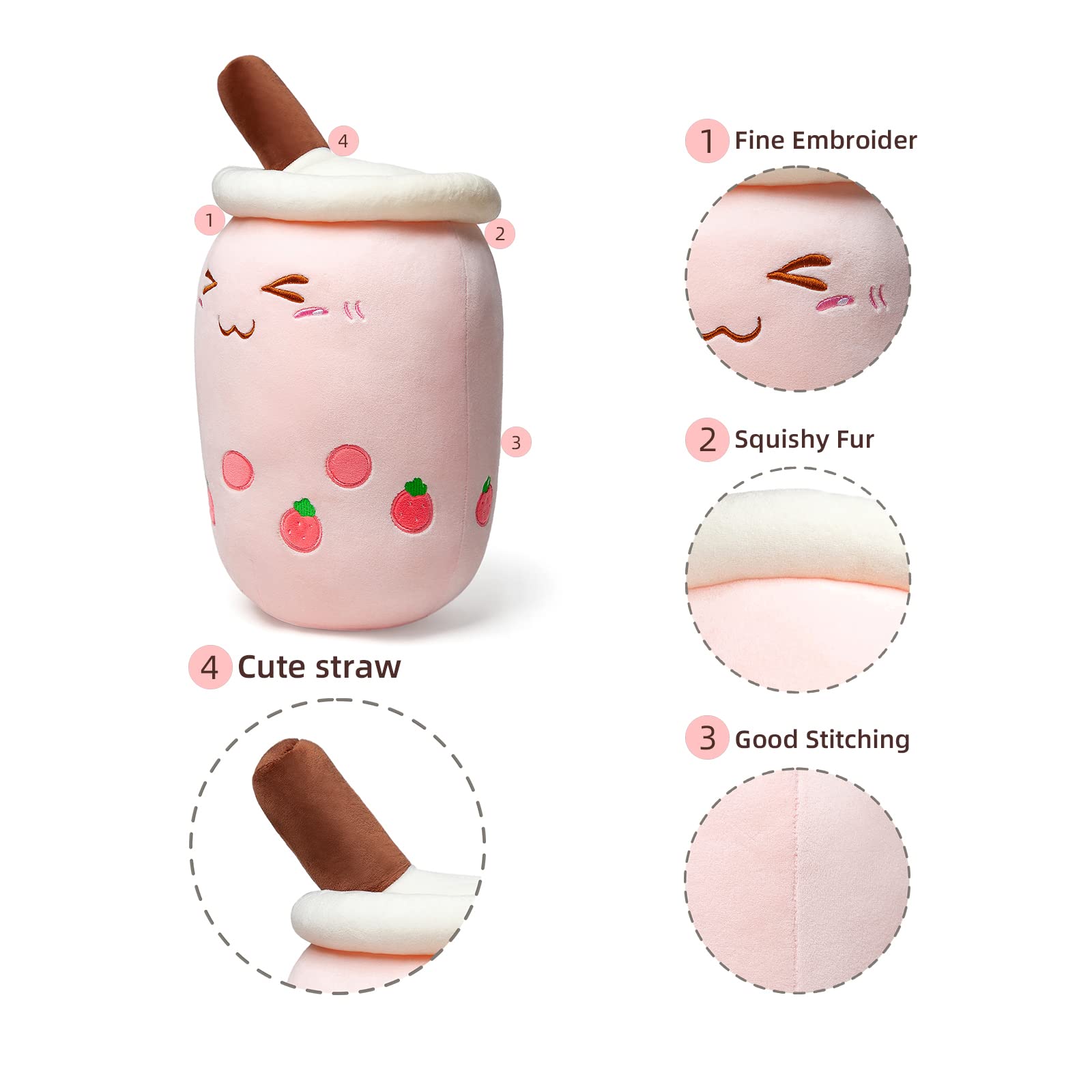 Foto 4 pulgar | Peluche Niuniu Daddy Rosa Boba Strawberry Bubble Tea 24 cm - Venta Internacional