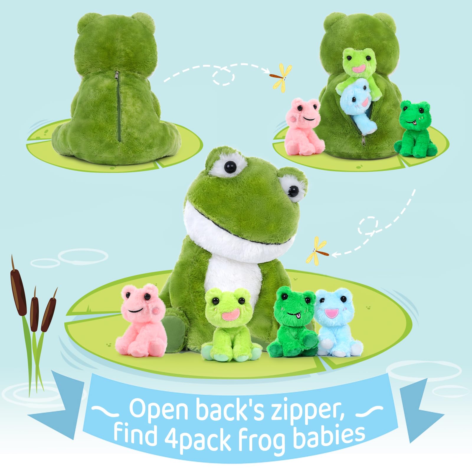 Foto 5 pulgar | Peluche MorisMos Big Frog Green con 4 Juguetes para Bebés - Venta Internacional