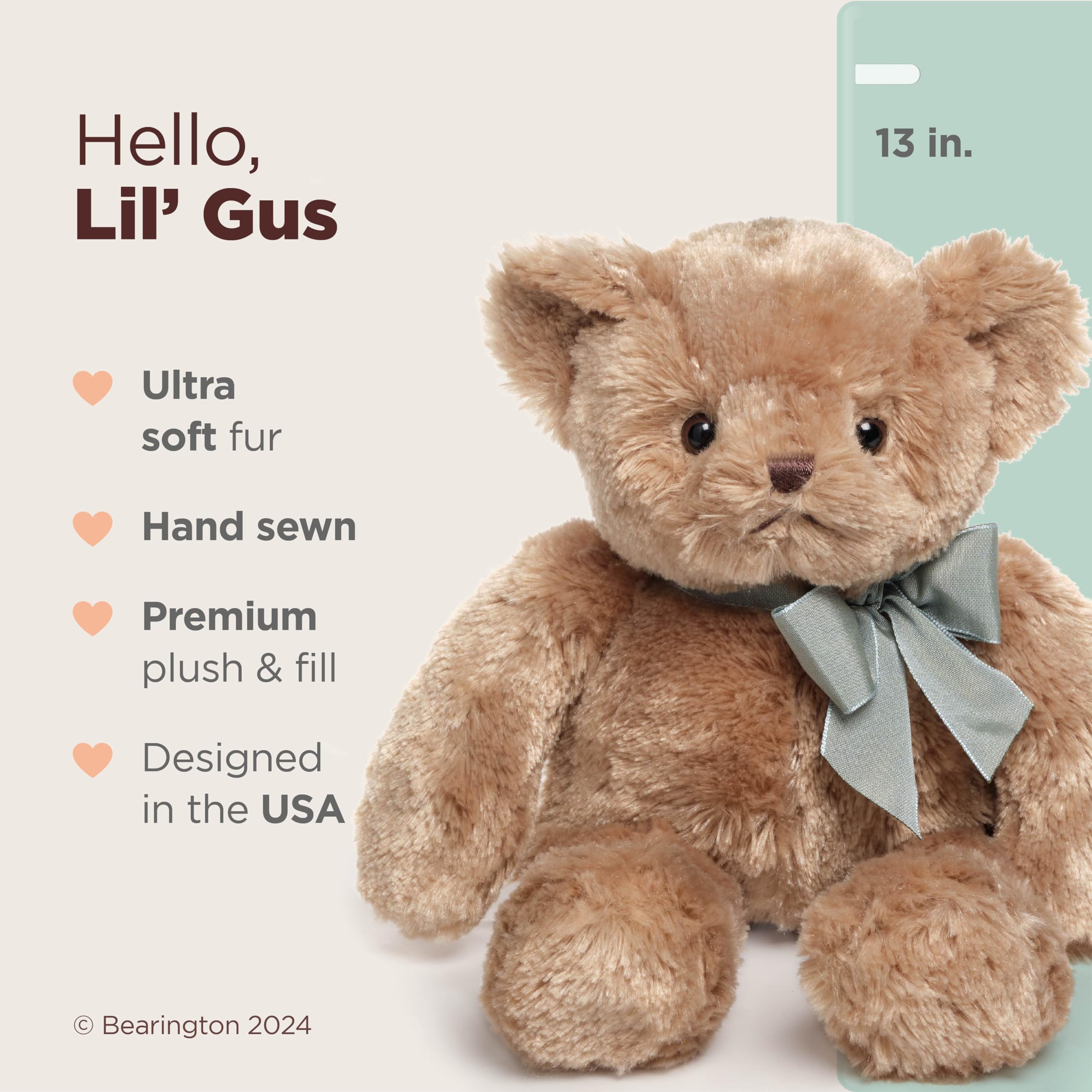 Foto 2 | Oso de Peluche Bearington Baby Gus The Brown 33 cm - Venta Internacional