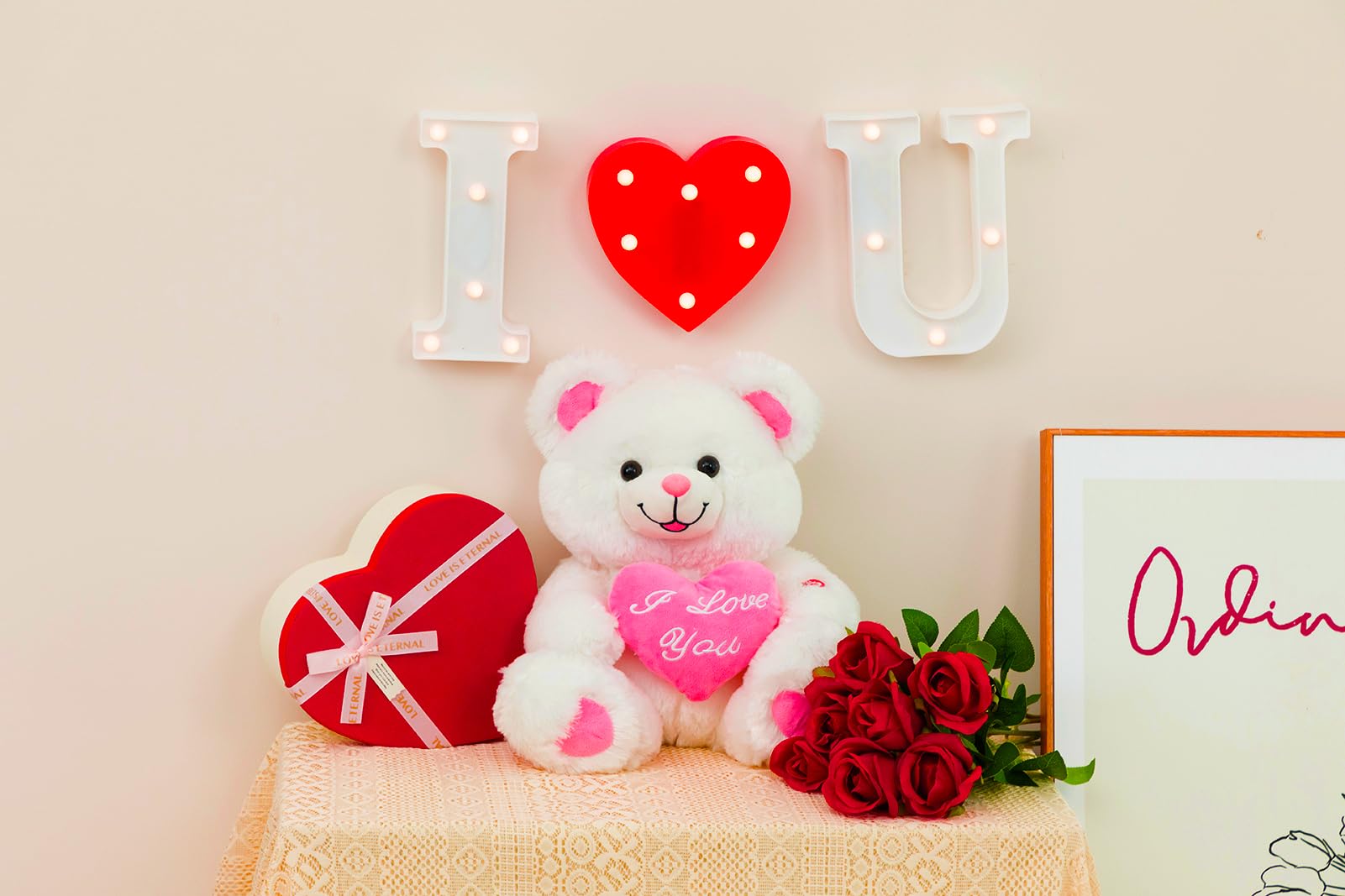 Foto 3 pulgar | Oso de Peluche Hollyhome I Love You 33 Cm con Rubor Led - Venta Internacional