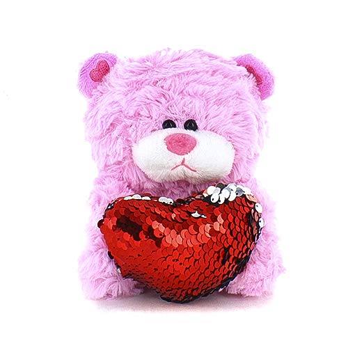 Oso de Peluche Qbeba de Plushland con Corazón de Lentejuelas de 15 cm - Venta Internacional