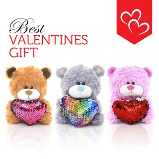 Foto 3 | Oso de Peluche Qbeba de Plushland con Corazón de Lentejuelas de 15 cm - Venta Internacional