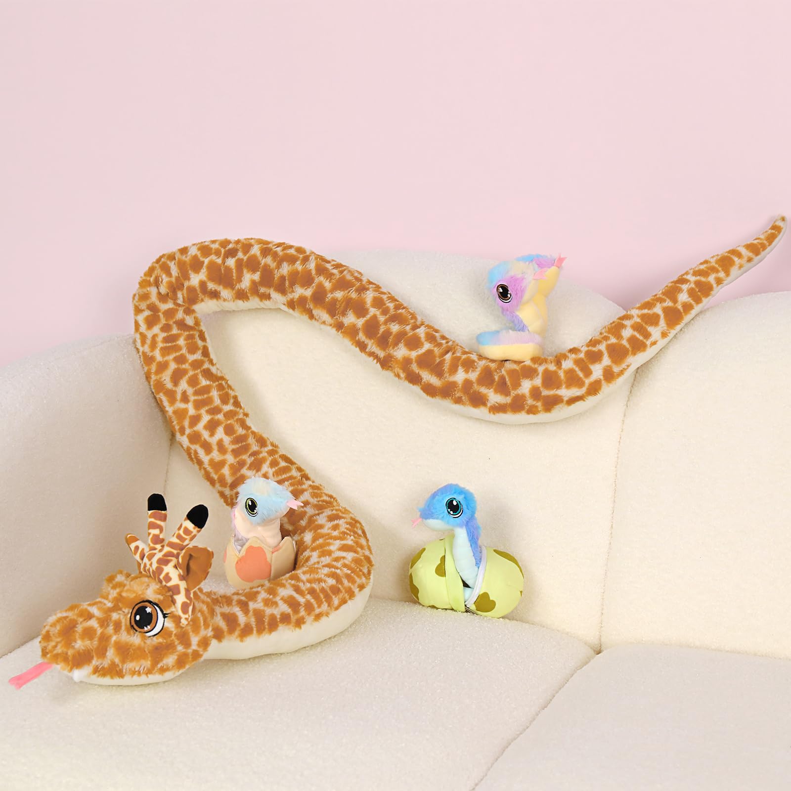 Foto 5 pulgar | Serpiente Gigante Morismos De Peluche Con Bebés Y Huevos, 190 Cm - Venta Internacional.