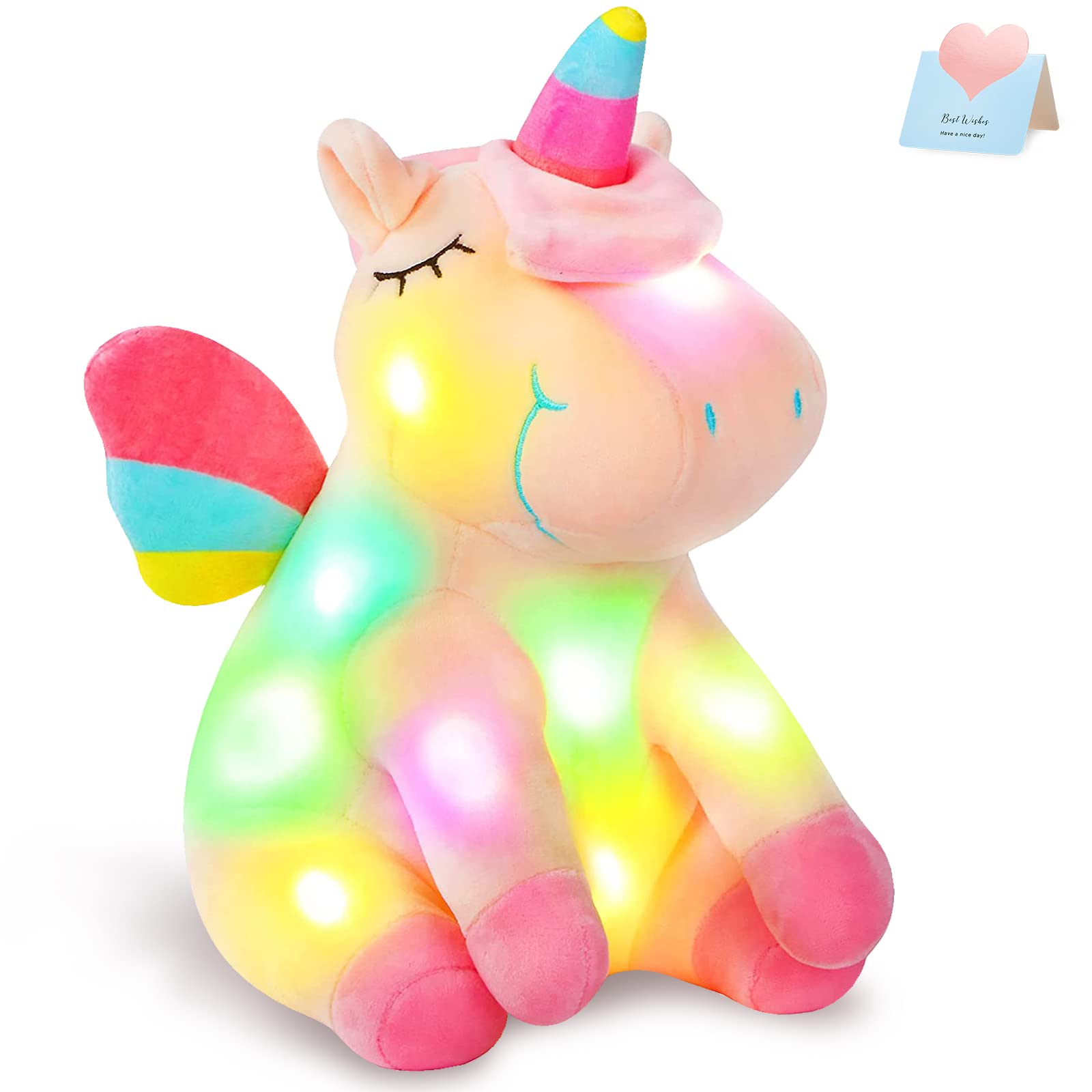 Foto 2 pulgar | Figura de Peluche Athoinsu Unicornio Rosa Iluminado Con Led 30 cm - Venta Internacional