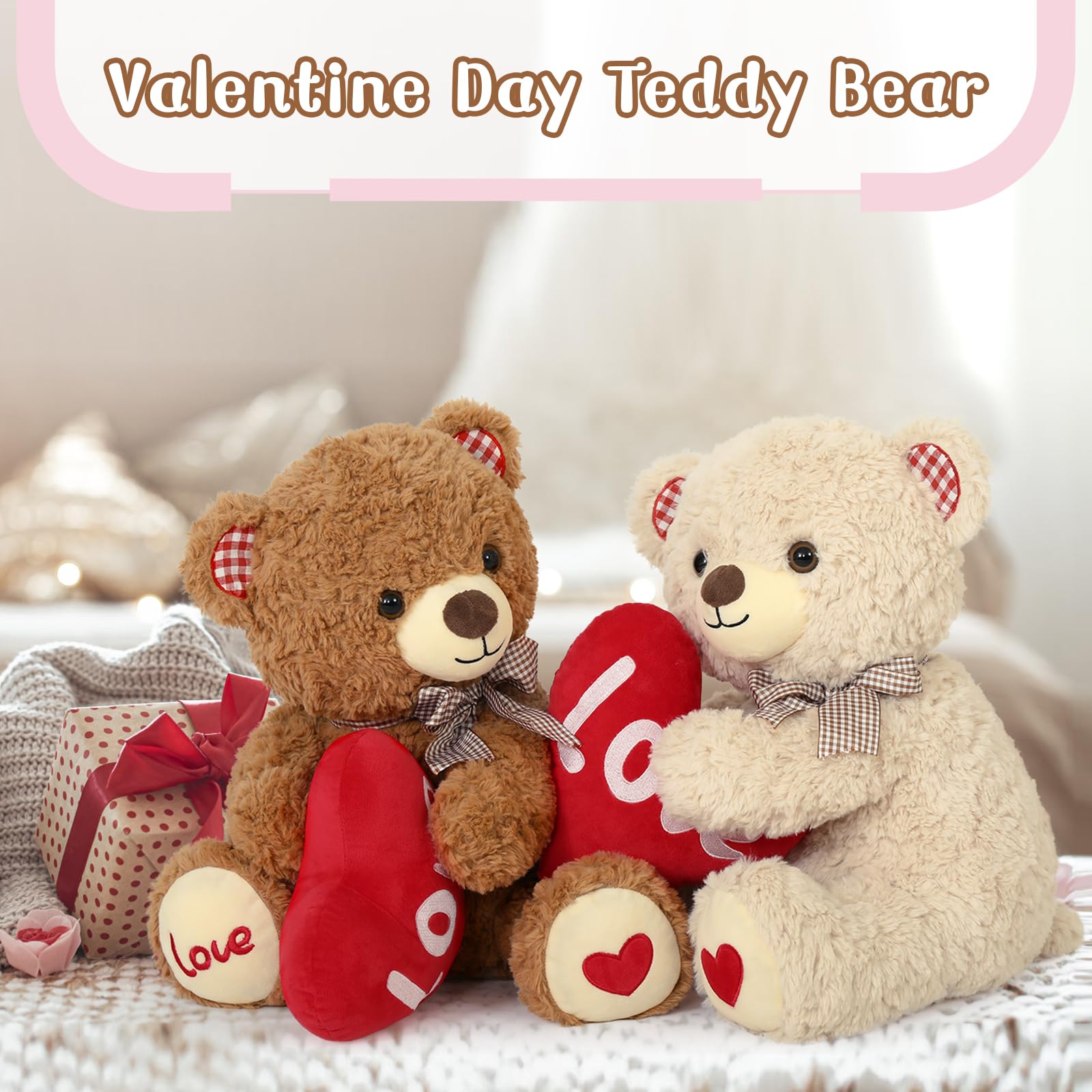 Foto 3 pulgar | Oso de Peluche Morismos para San Valentín con Corazón Rojo de 43 cm - Venta Internacional