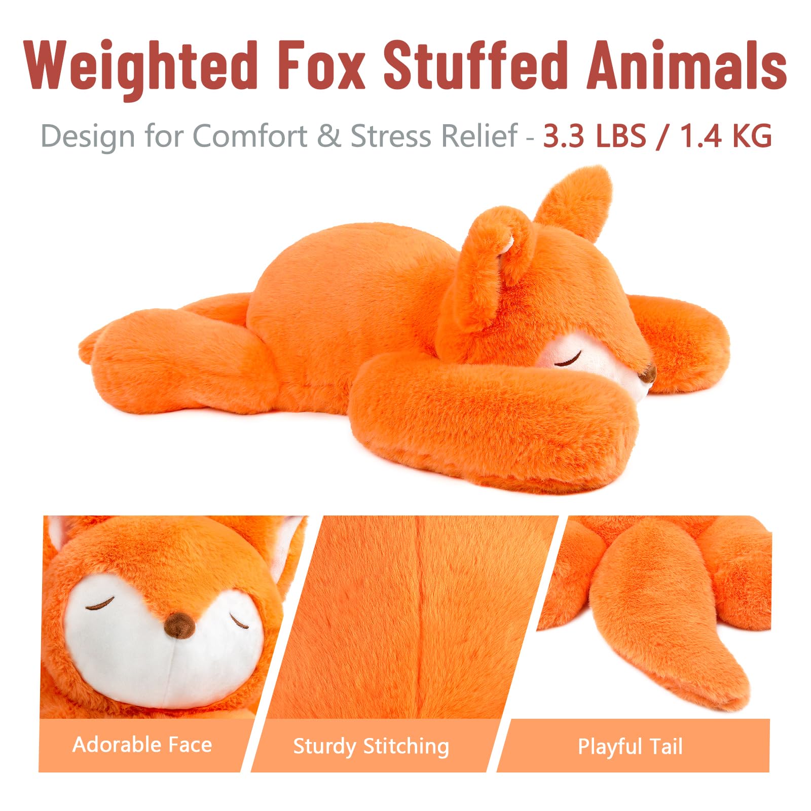 Foto 8 pulgar | Peluche Niuniu Daddy Fox con Peso Sensorial de 1,5 Kg - Venta Internacional