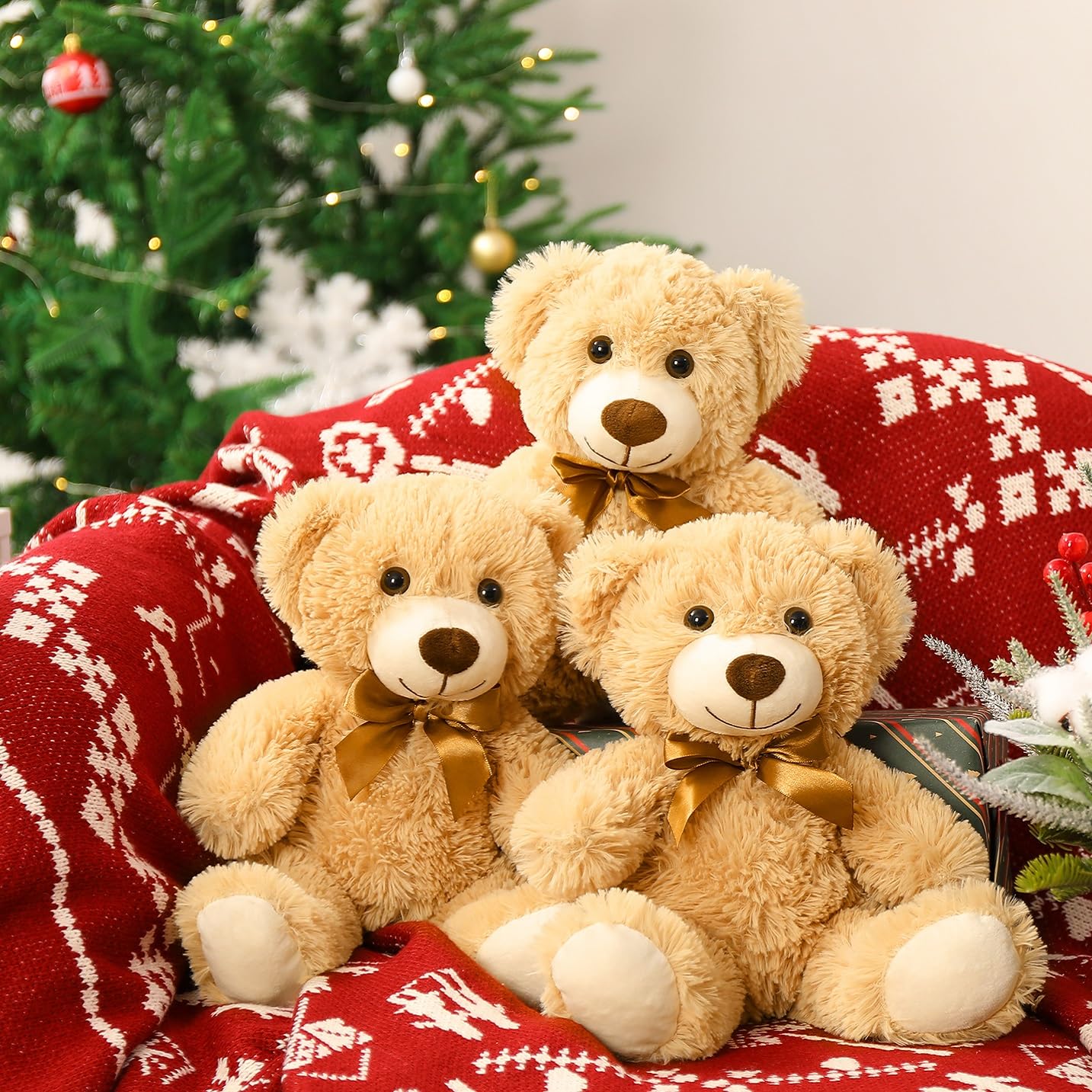 Foto 2 | Pack de 3 Osos de Peluche Morismos de 35 cm color Marrón - Venta Internacional