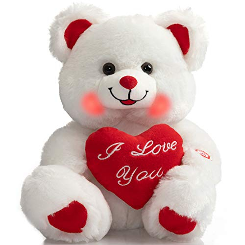 Foto 2 pulgar | Oso de Peluche Hollyhome I Love You con Luz Led 33Cm Blanco - Venta Internacional