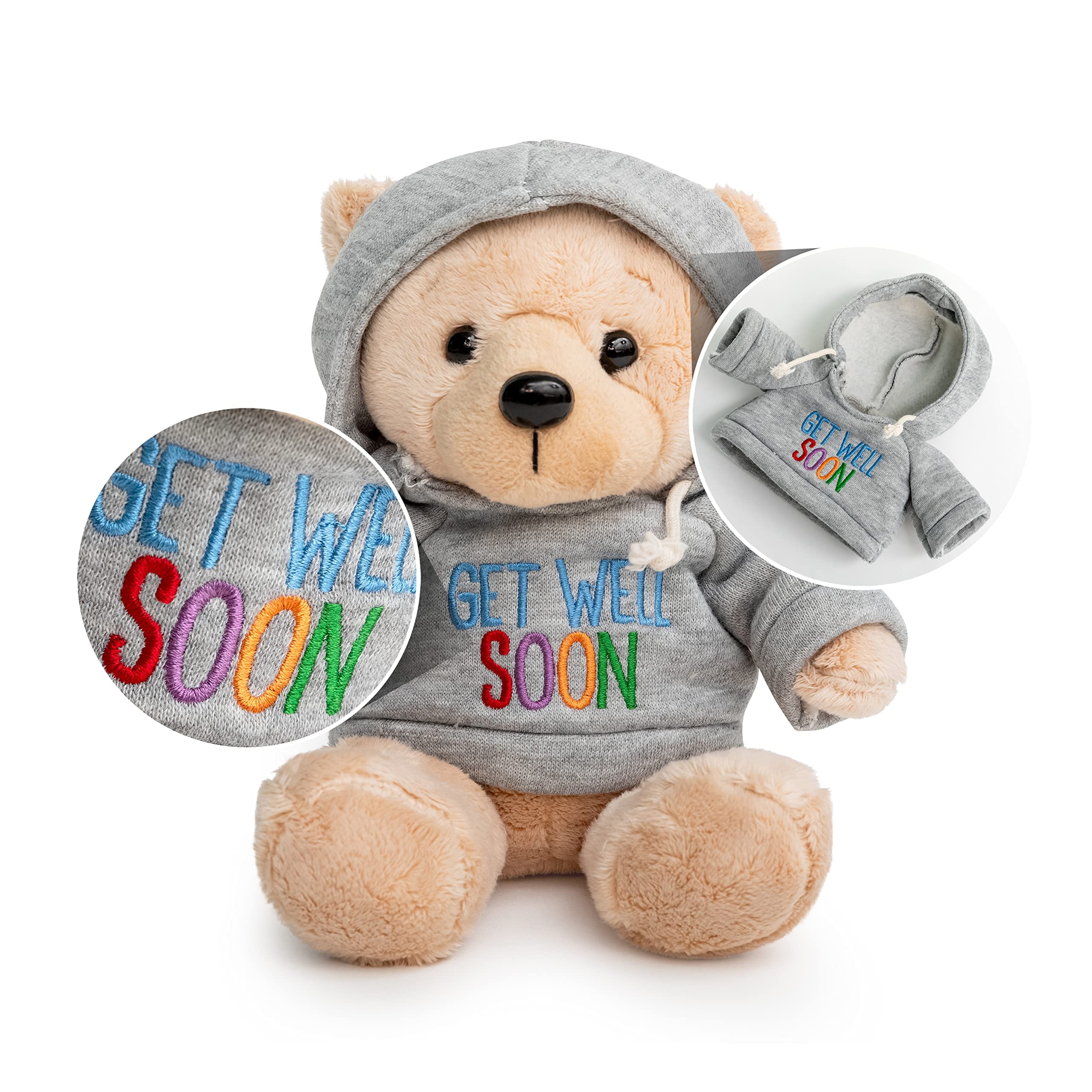 Foto 3 pulgar | Oso de Peluche Get Well Soon con Sudadera Gris 23 cm - Venta Internacional
