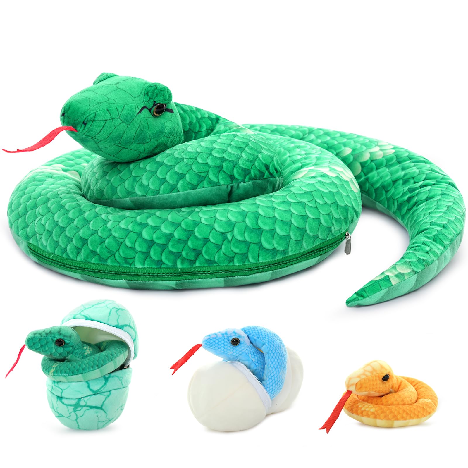 Foto 8 pulgar | Peluche Morismos Giant Snake Mommy con Bebés y Huevos - Venta Internacional