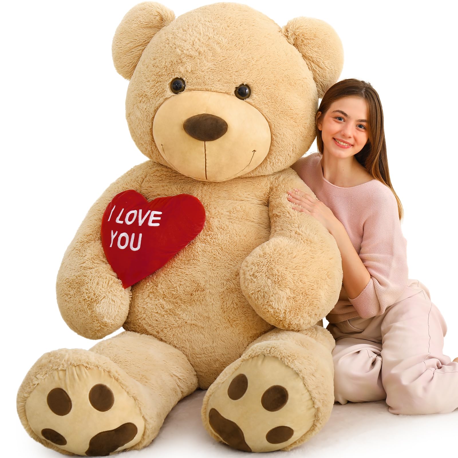 Oso de Peluche Gigante MaoGolan con Corazón Rojo de 6 Pies de Altura - Venta Internacional