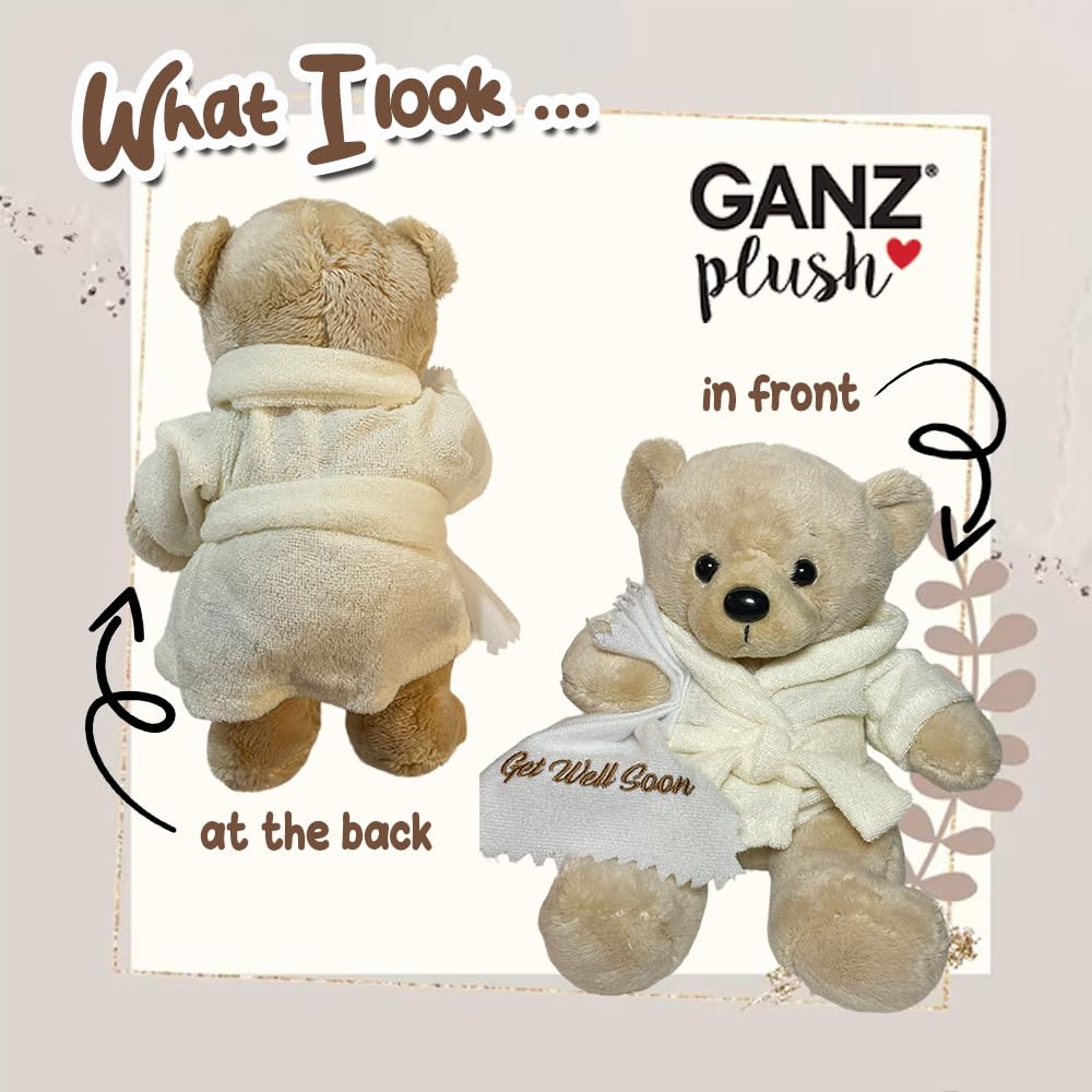 Foto 4 pulgar | Oso de Peluche Get Well Soon con Bata y Manta Bordada 23 cm - Venta Internacional