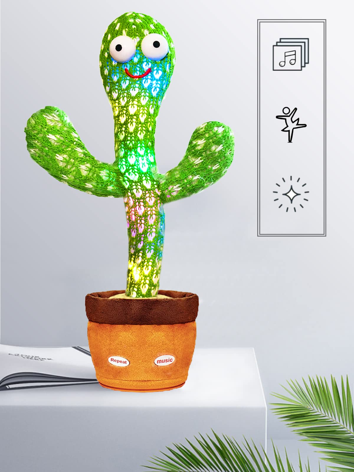 Foto 7 pulgar | Juguete de Cactus Parlante y Cantante con Luz LED y 120 Canciones para Bebés - Venta Internacional