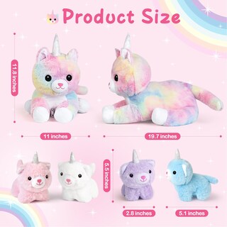 Foto 3 | Juguetes De Peluche Con Forma De Unicornio Para Gatos Kmuysl Con 4 Gatitos - Venta Internacional.