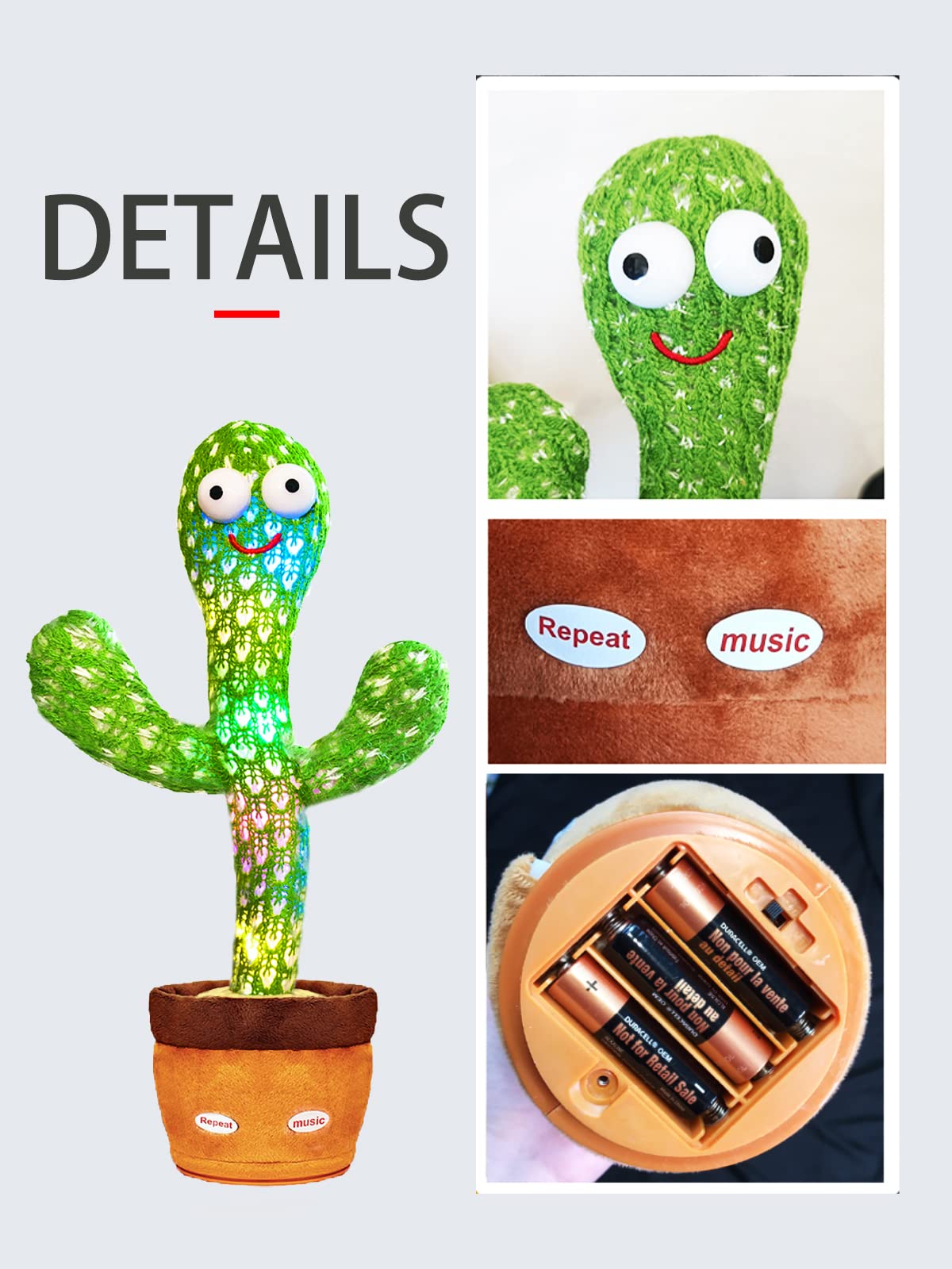 Foto 6 pulgar | Peluche Keculf Singing Dancing Cactus Baby con Volumen Ajustable - Venta Internacional