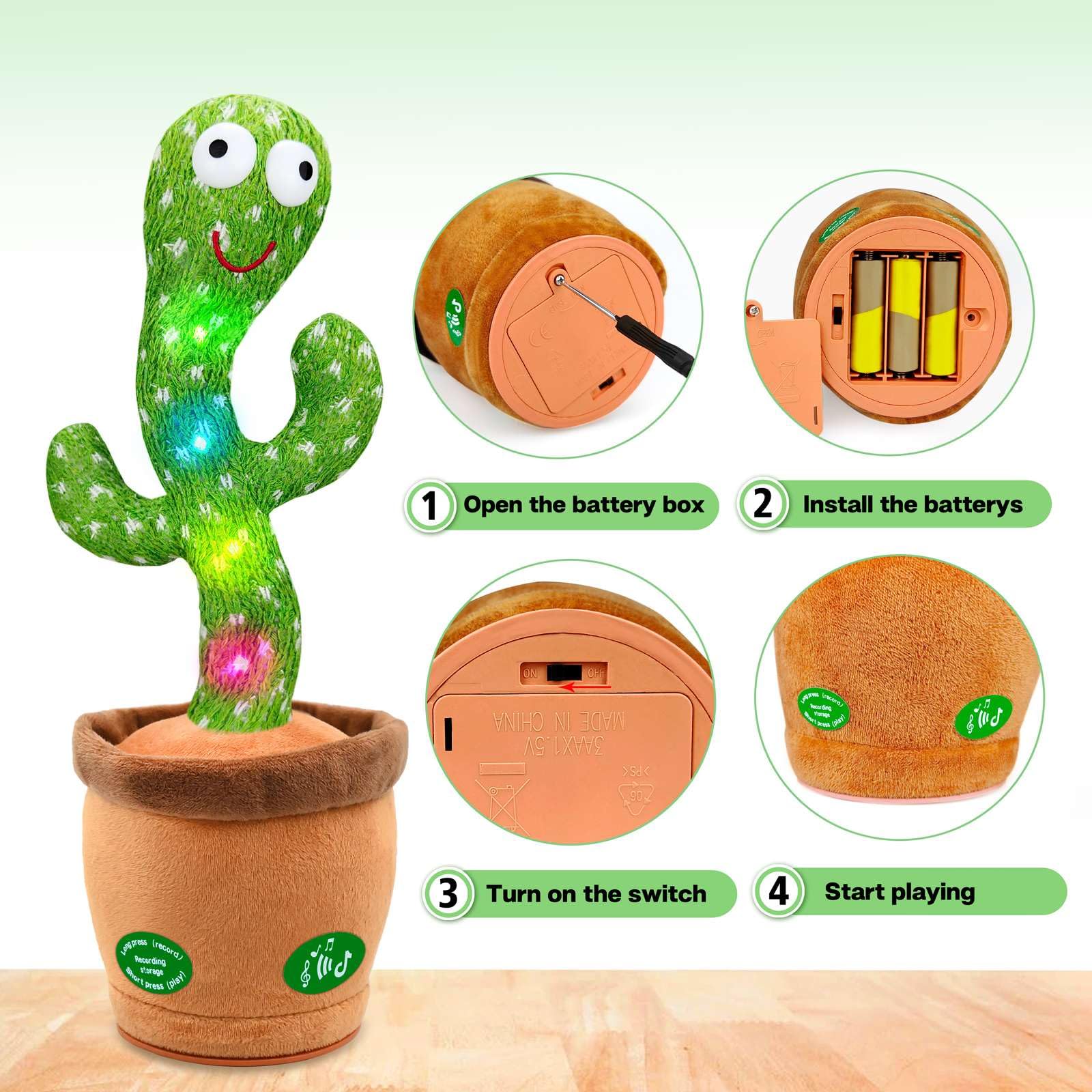 Foto 6 pulgar | Juguete para Bebés con Forma De Cactus Lgouygg mientras Canta Y Habla con Luz - Venta Internacional