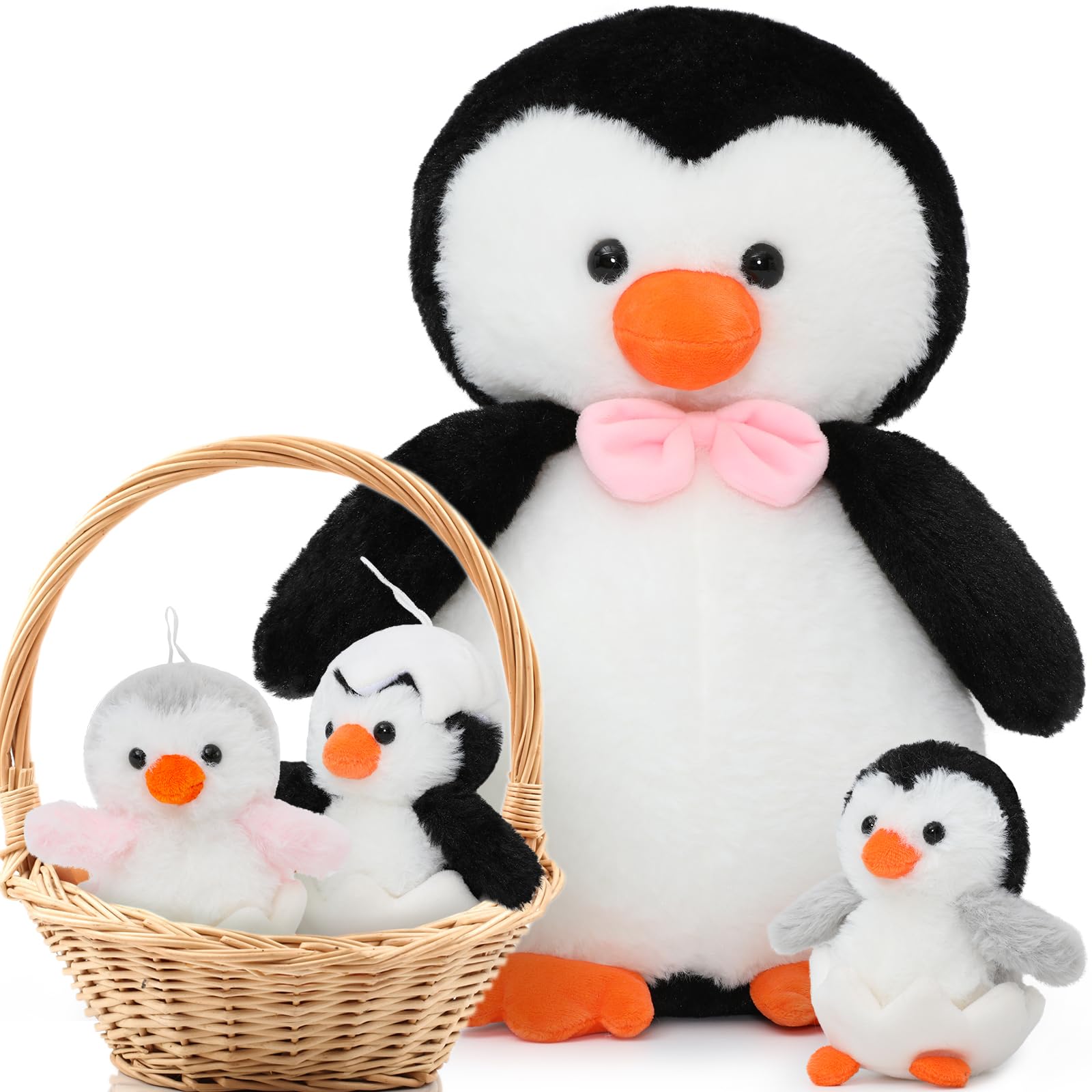 Foto 1 | Pingüino de Peluche Morismos con 3 Bebés en el Interior de 42 Cm - Venta Internacional