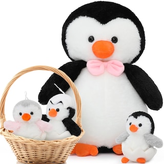 Foto 1 | Pingüino de Peluche Morismos con 3 Bebés en el Interior de 42 Cm - Venta Internacional