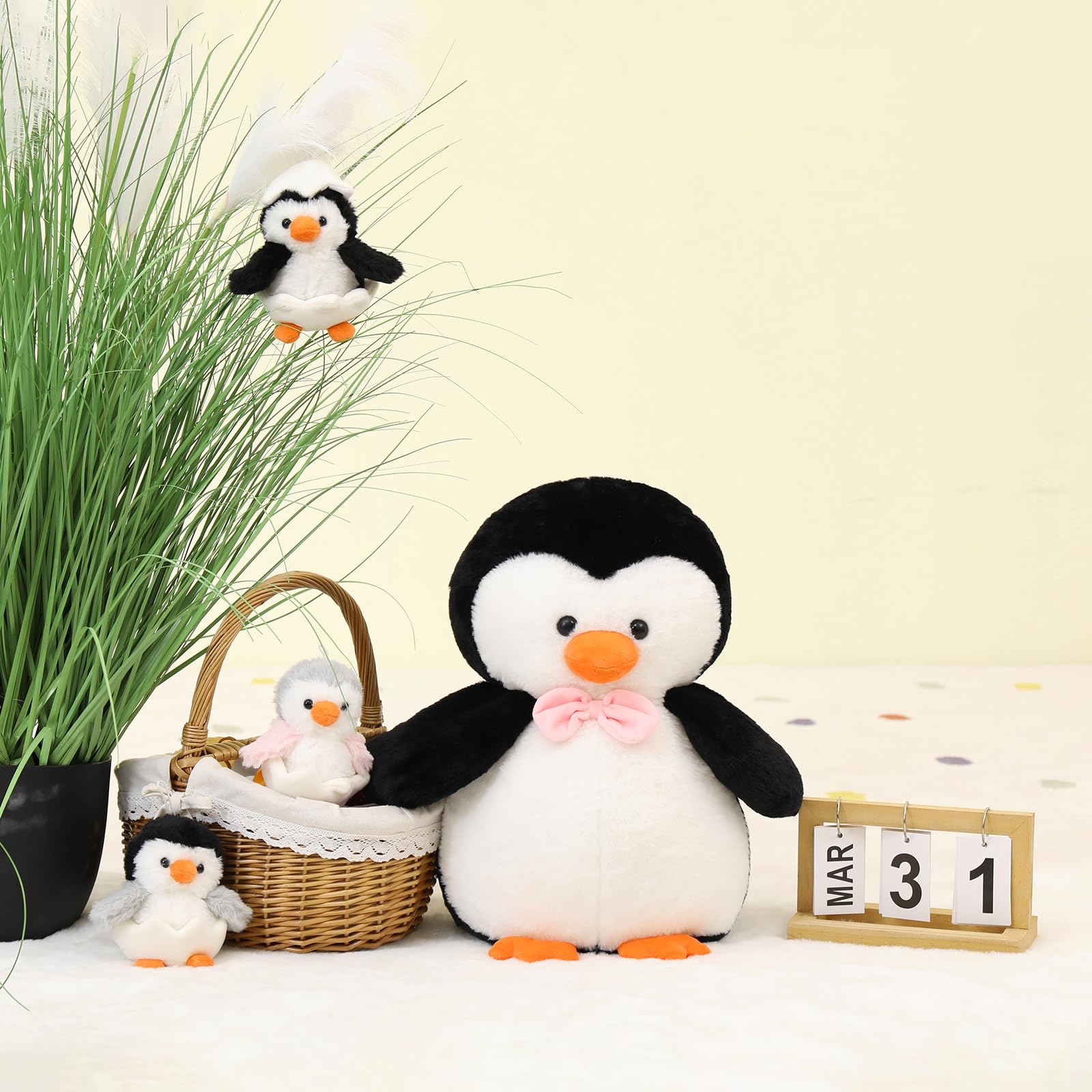 Foto 2 | Pingüino de Peluche Morismos con 3 Bebés en el Interior de 42 Cm - Venta Internacional