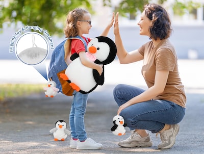 Foto 3 | Pingüino de Peluche Morismos con 3 Bebés en el Interior de 42 Cm - Venta Internacional