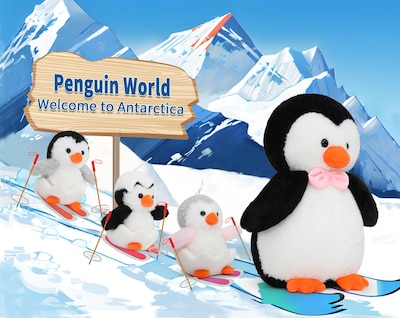 Foto 7 | Pingüino de Peluche Morismos con 3 Bebés en el Interior de 42 Cm - Venta Internacional
