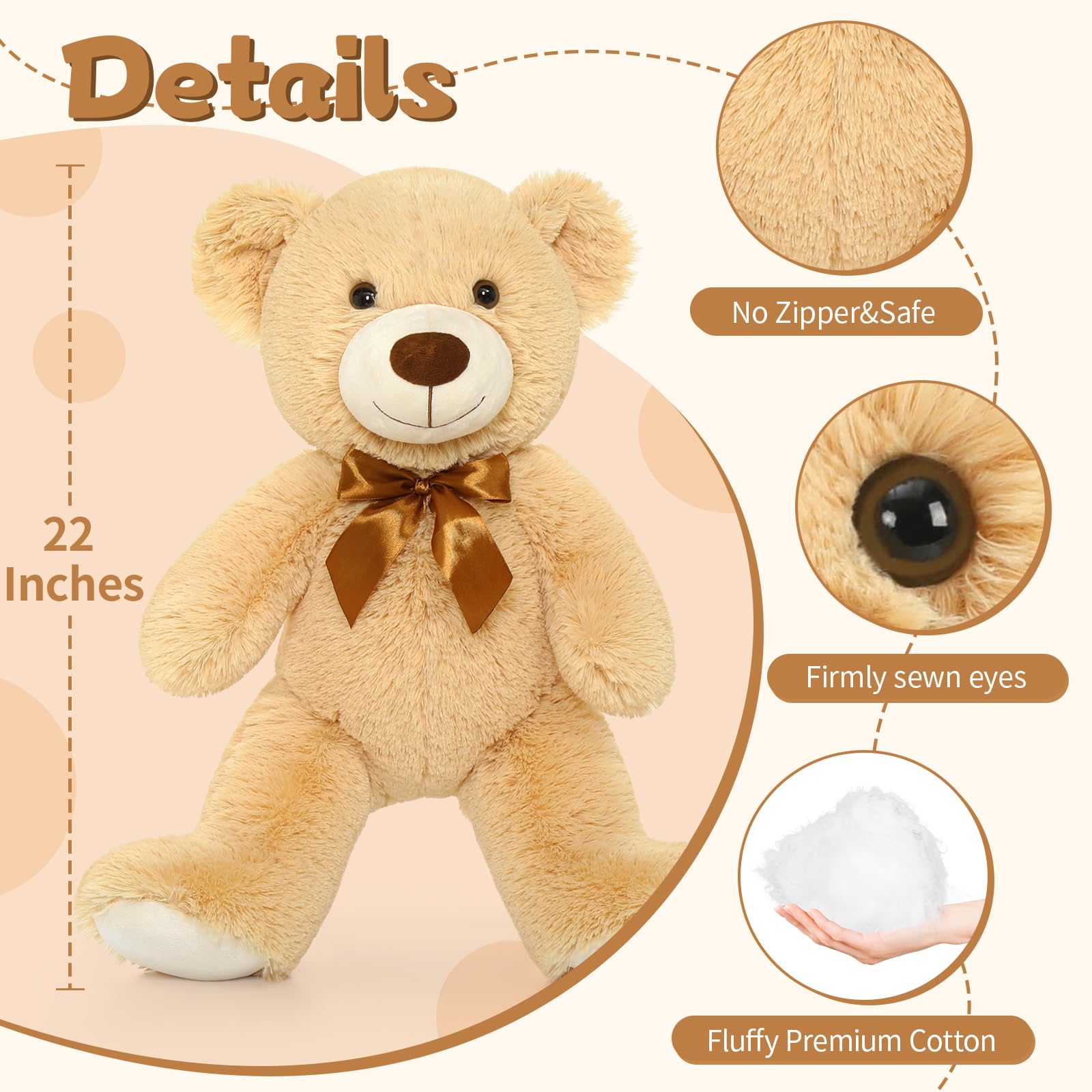 Foto 6 pulgar | Peluche con Forma de Oso MorisMos de 55 cm para Niños - Venta Internacional