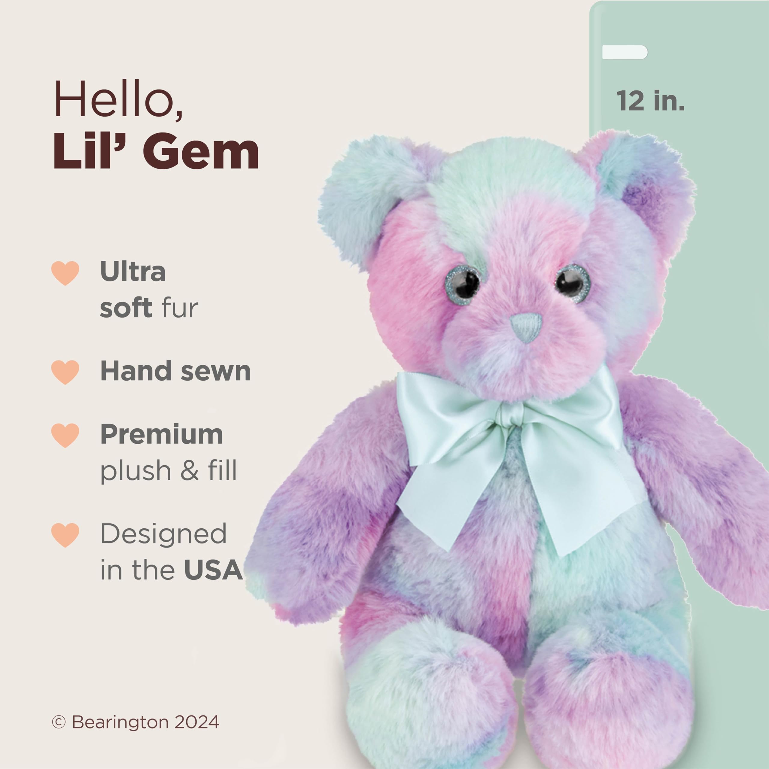 Foto 3 pulgar | Oso de Peluche Bearington Rainbow Lil Gem 30 cm - Venta Internacional