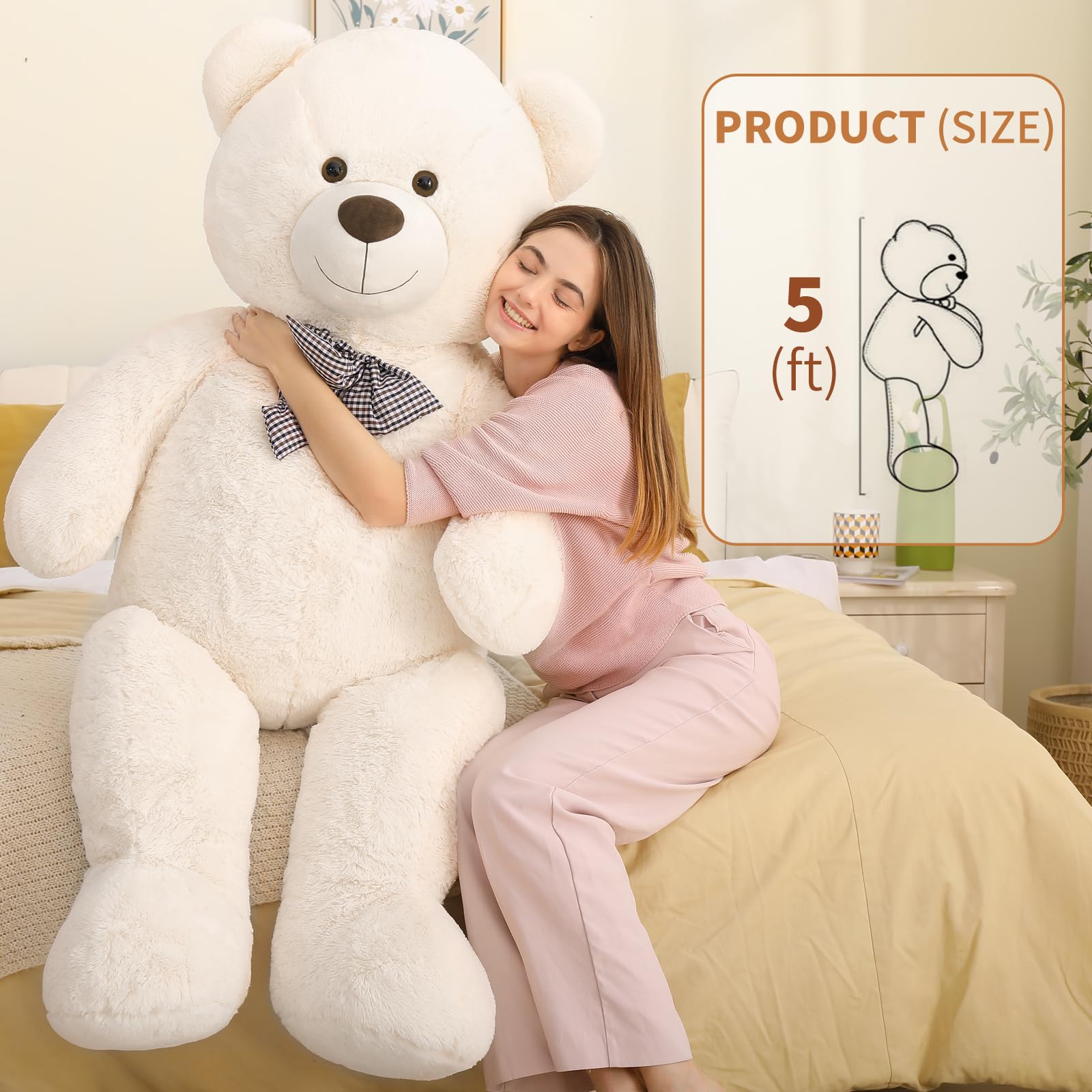 Foto 5 pulgar | Oso de Peluche Gigante Blanco 150 cm - Venta Internacional
