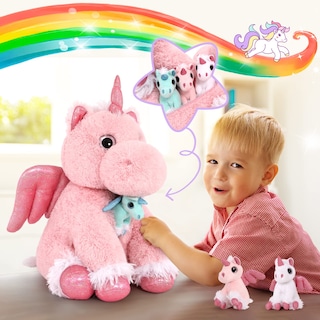 Foto 6 | Peluche Morismos Unicornio Rosa con Bebés en el Interior 45 Cm - Venta Internacional