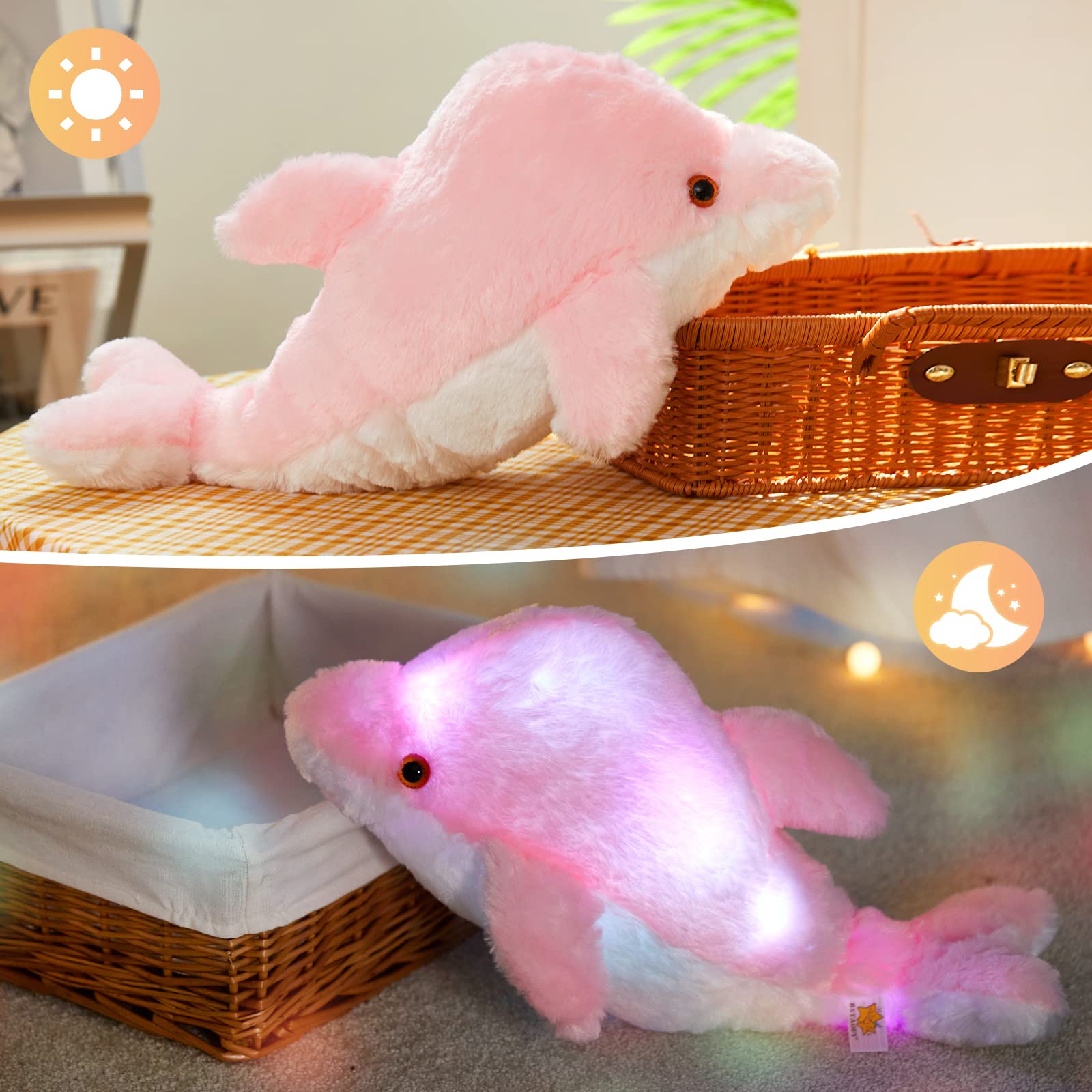 Foto 2 | Lámpara Nocturna con Forma De Animal De Peluche Bstaofy Light Up Dolphin 18 Pulgadas - Venta Internacional