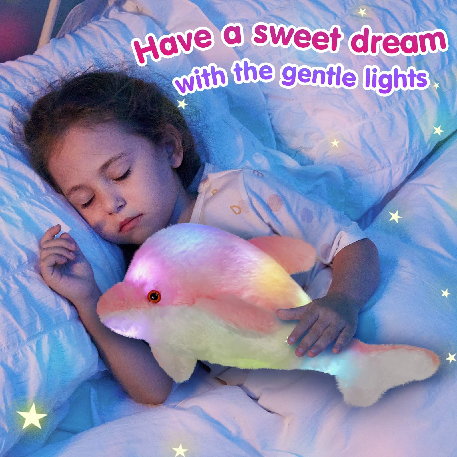 Foto 4 pulgar | Lámpara Nocturna con Forma De Animal De Peluche Bstaofy Light Up Dolphin 18 Pulgadas - Venta Internacional