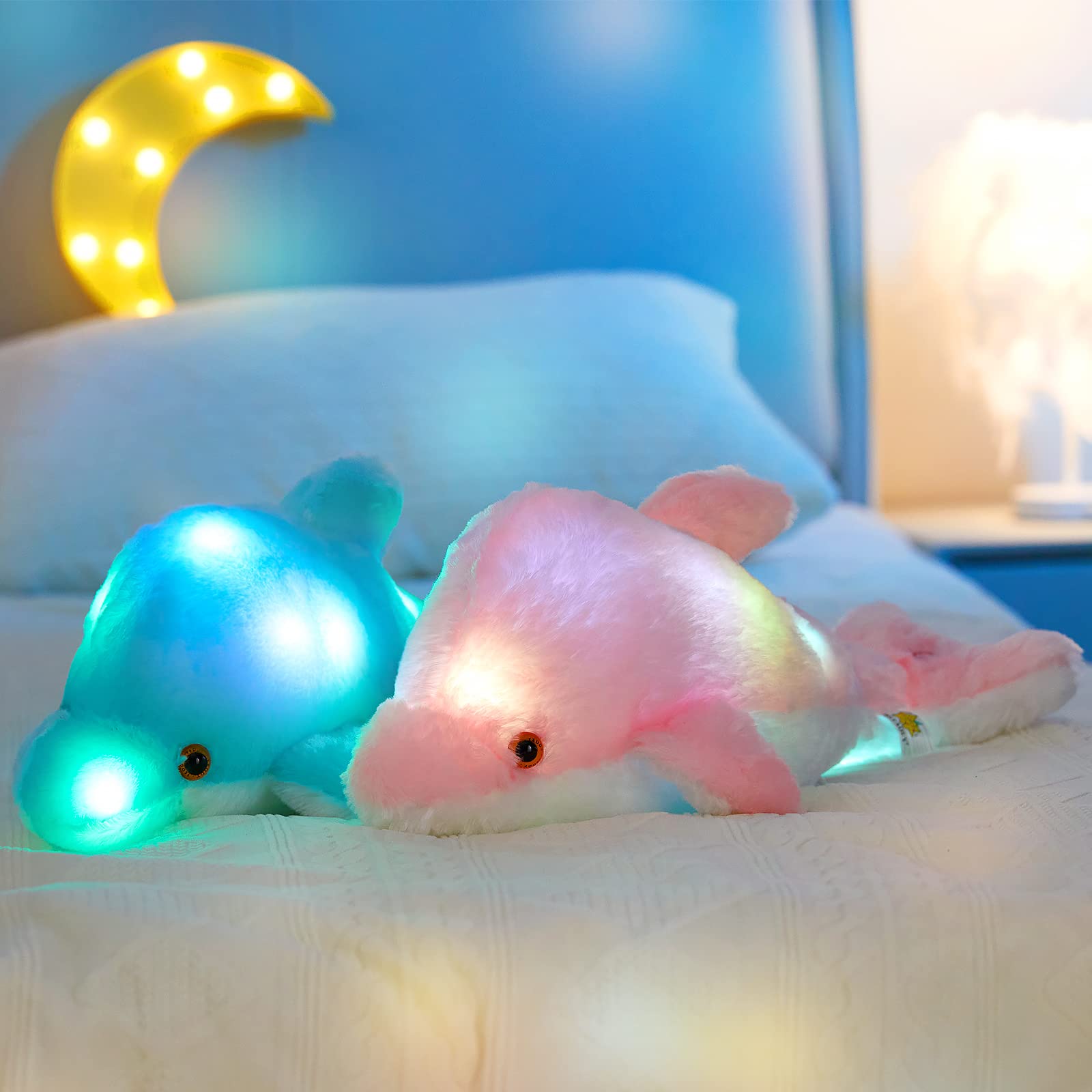 Foto 6 pulgar | Lámpara Nocturna con Forma De Animal De Peluche Bstaofy Light Up Dolphin 18 Pulgadas - Venta Internacional