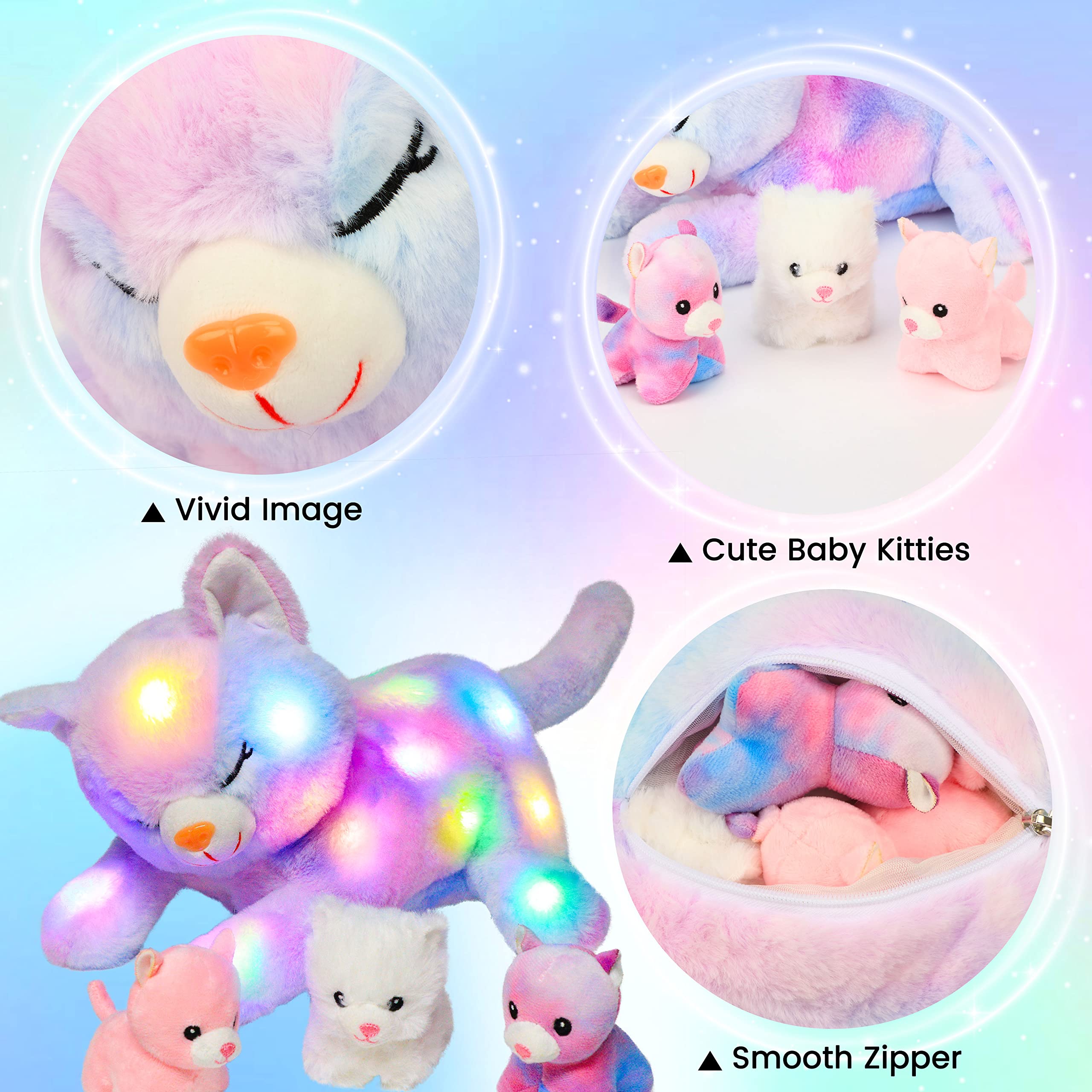 Foto 7 pulgar | Gato De Peluche Hopearl Led Con 3 Gatitos Bebés De 45 Cm - Venta Internacional.