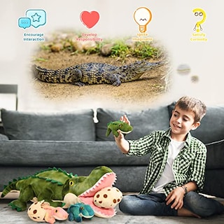Foto 3 | Peluche de Cocodrilo Morismos de 90 cm con 3 crías de Cocodrilo - Venta Internacional