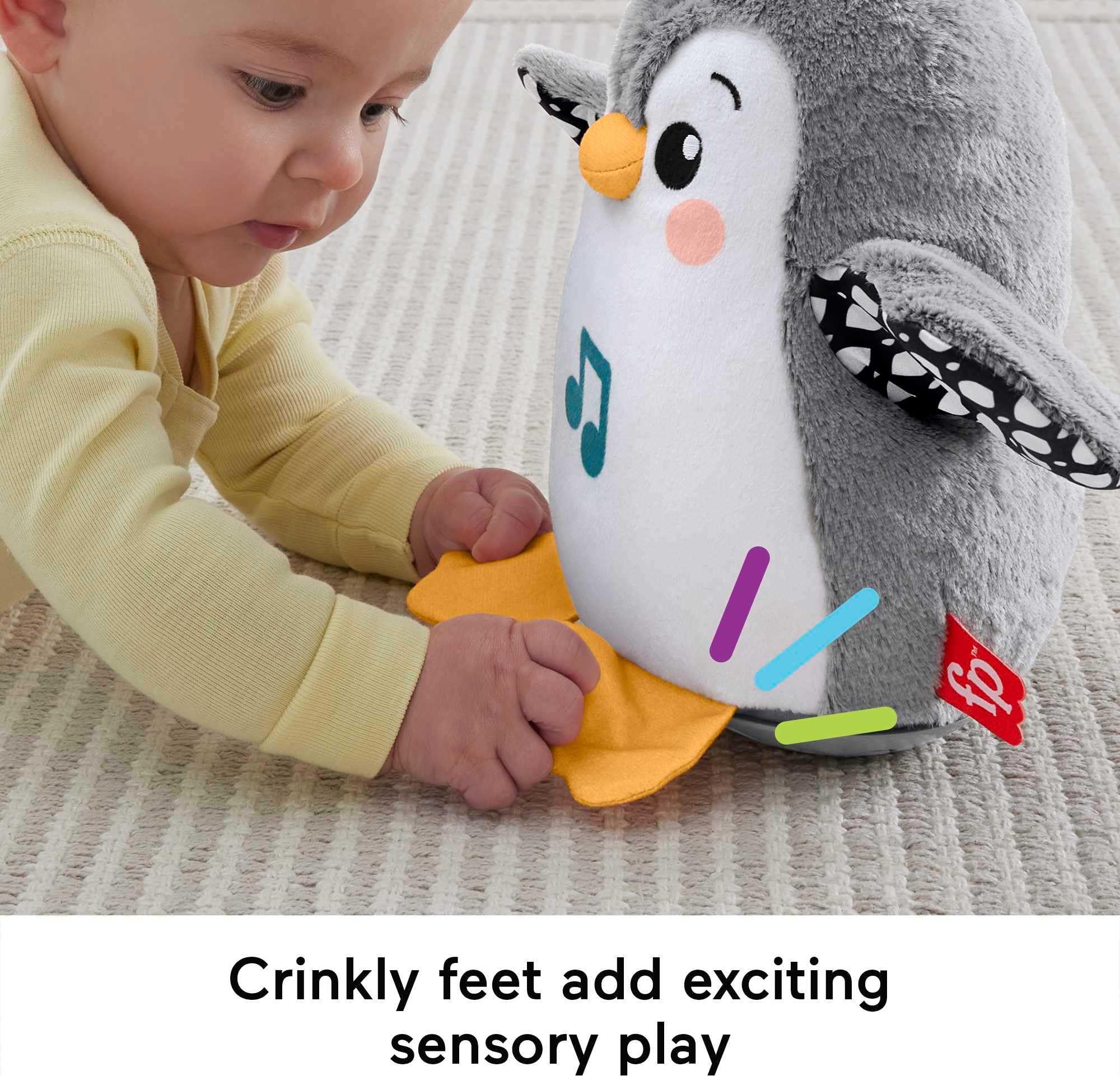 Tummy Time Toy Fisher price Flap Wobble Penguin Con Musica Venta Internacional. Coppel