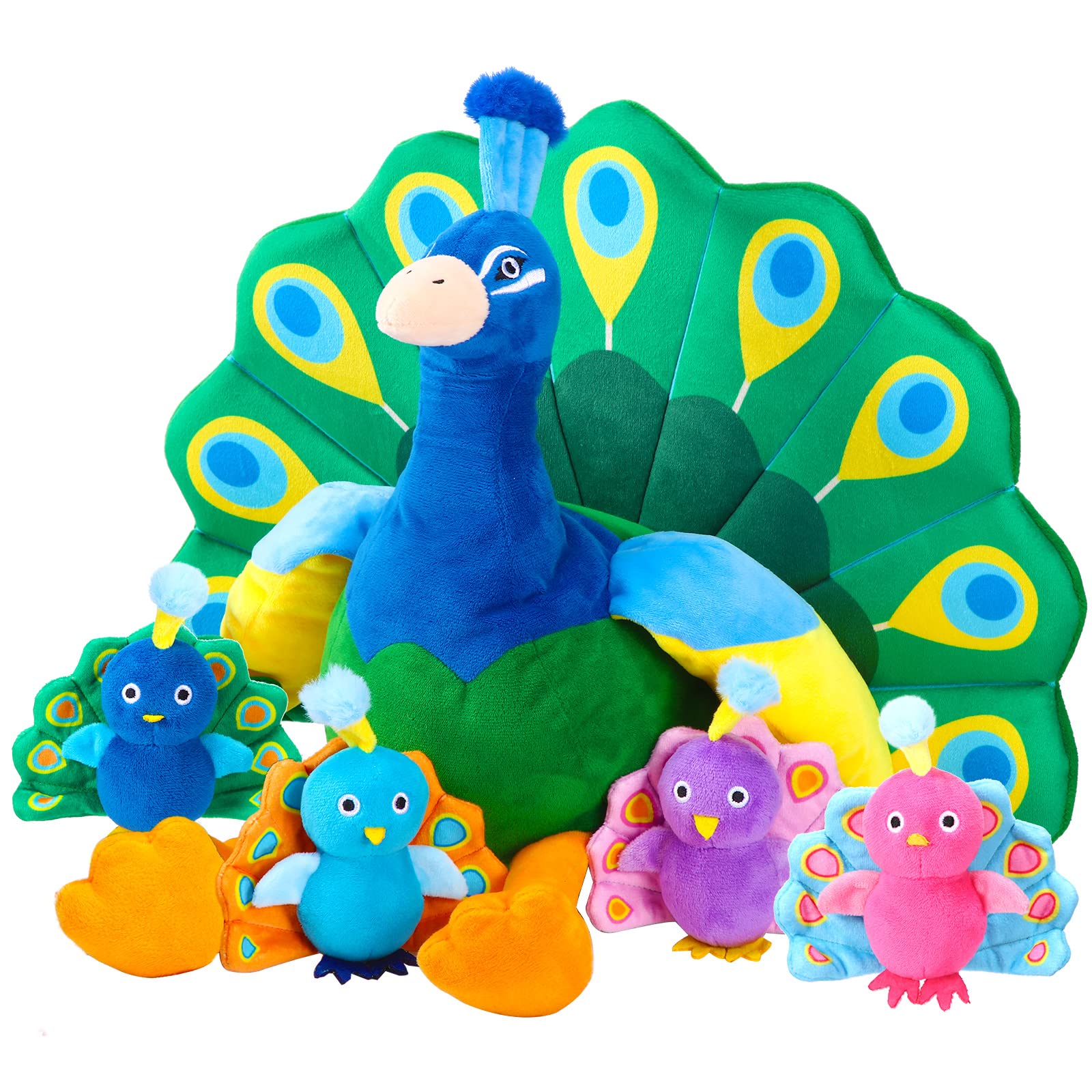 Foto 2 pulgar | Pavo Real De Peluche Skylety Con 4 Pavos Reales Pequeños - Venta Internacional.