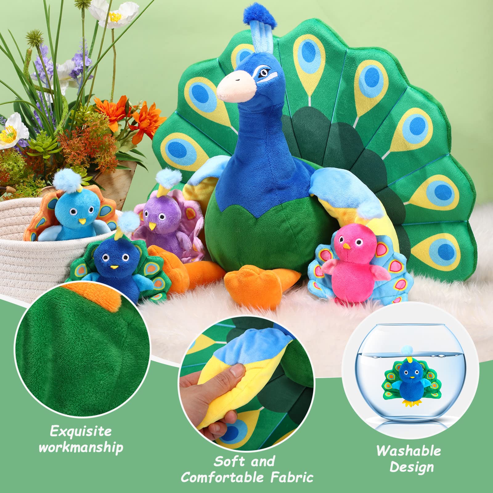 Foto 4 pulgar | Pavo Real De Peluche Skylety Con 4 Pavos Reales Pequeños - Venta Internacional.