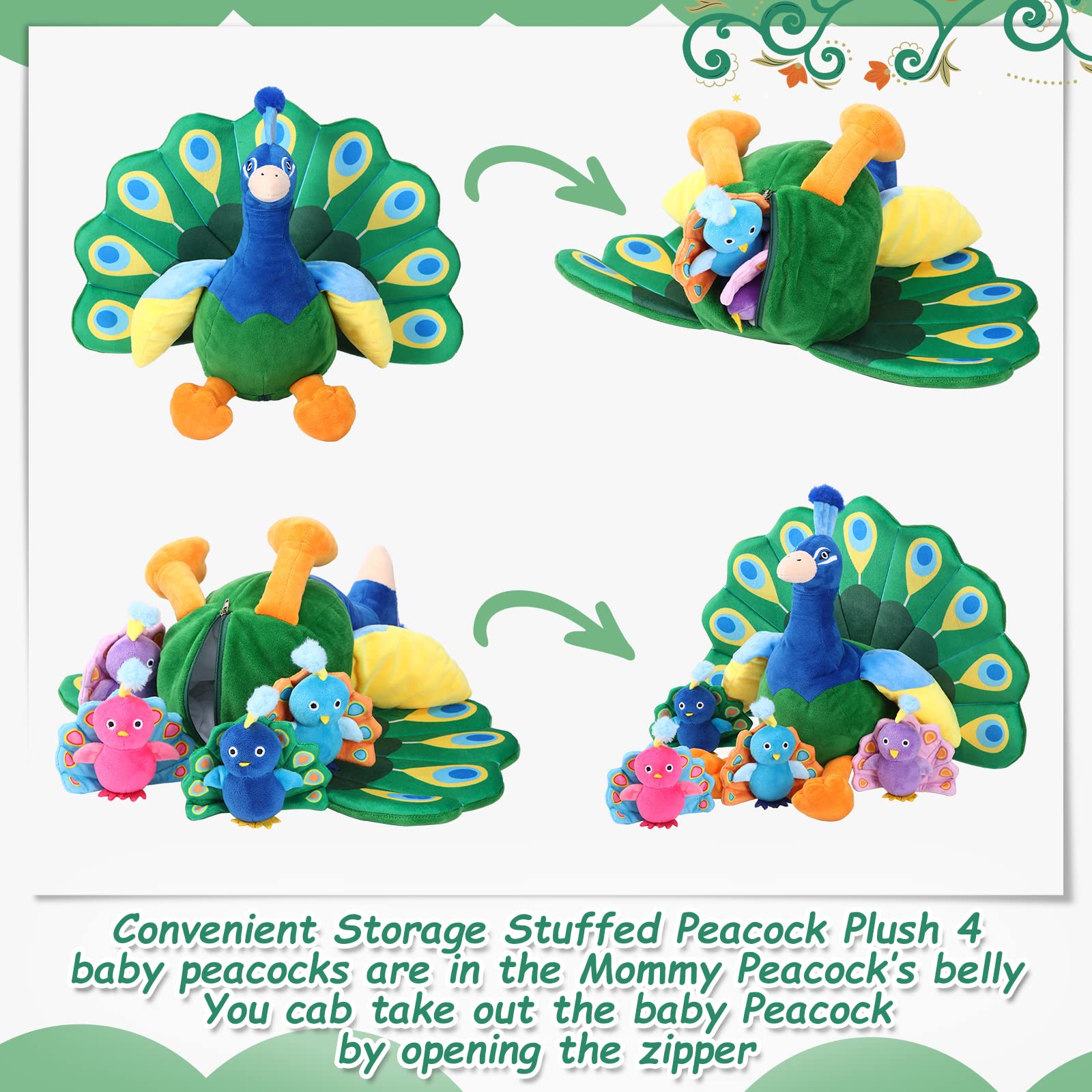 Foto 5 pulgar | Pavo Real De Peluche Skylety Con 4 Pavos Reales Pequeños - Venta Internacional.