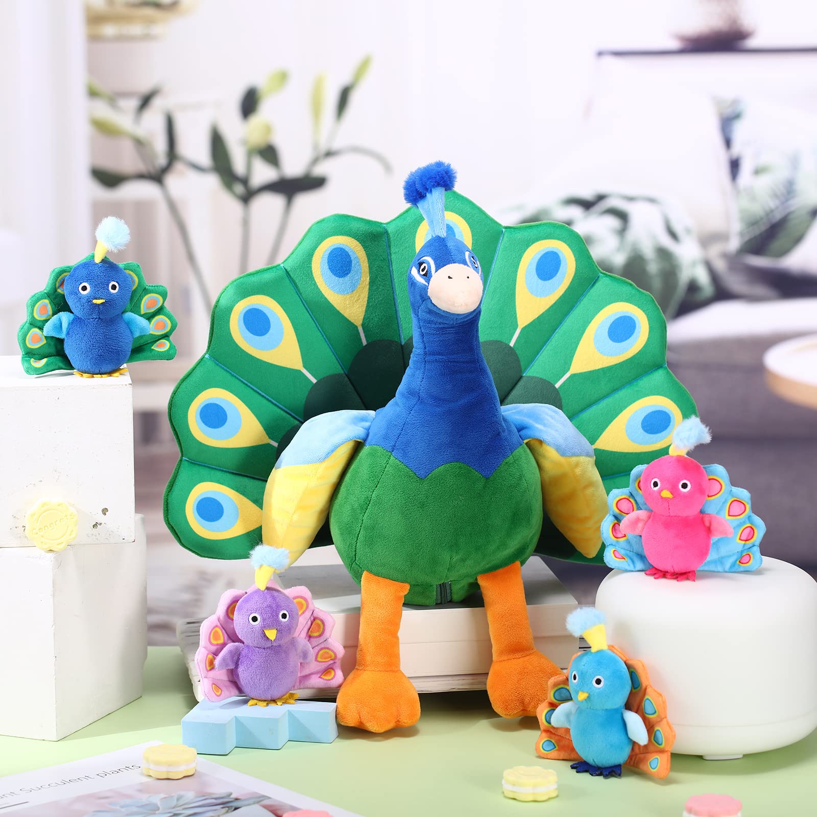 Foto 6 pulgar | Pavo Real De Peluche Skylety Con 4 Pavos Reales Pequeños - Venta Internacional.