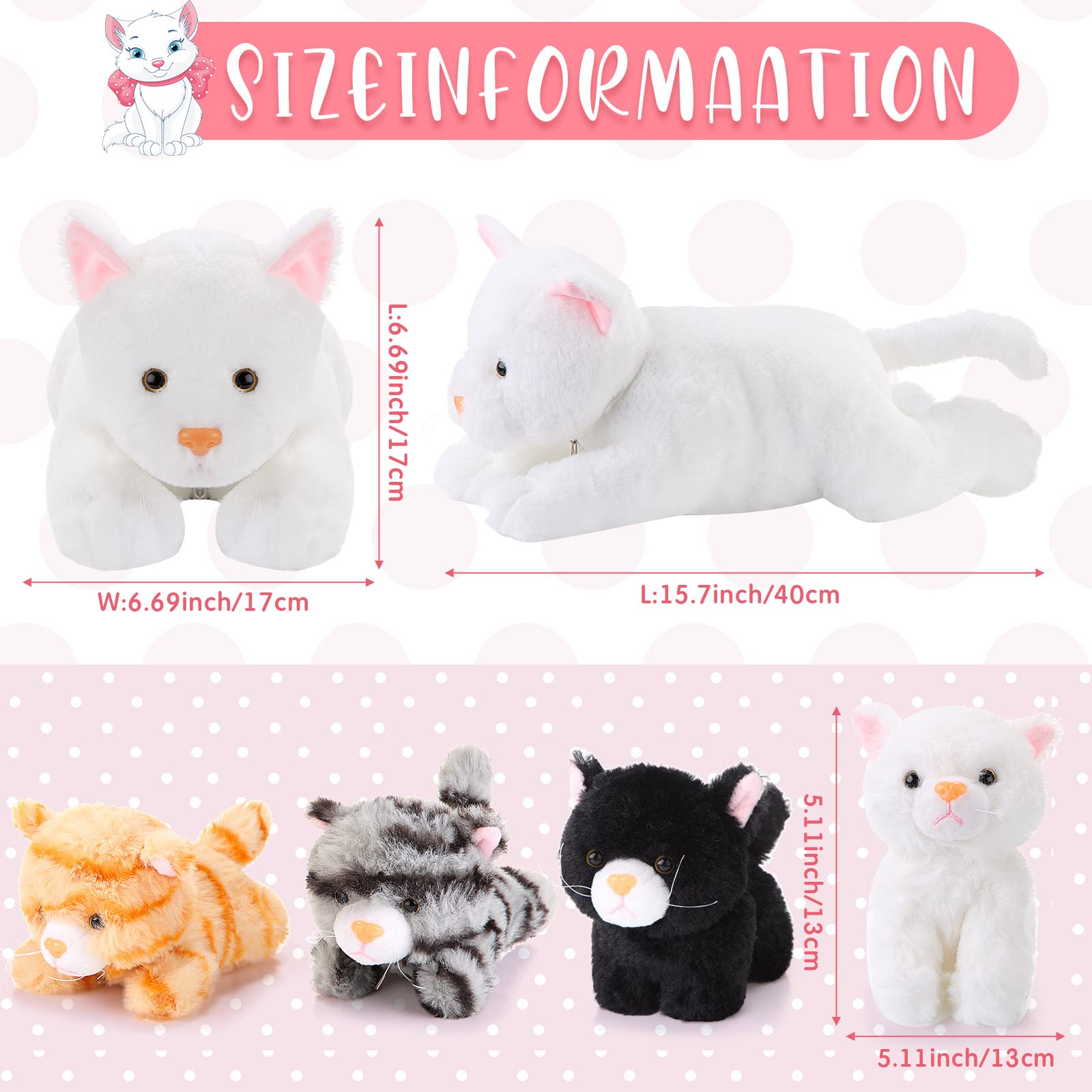 Foto 3 pulgar | Peluche Skylety Cat Con Bebés En El Interior De 40 Cm, Color Blanco - Venta Internacional.