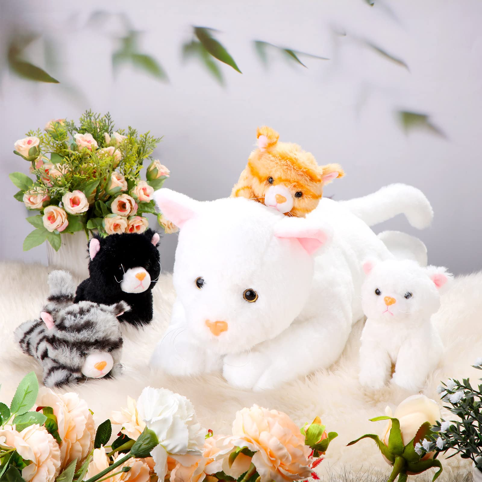 Foto 5 pulgar | Peluche Skylety Cat Con Bebés En El Interior De 40 Cm, Color Blanco - Venta Internacional.