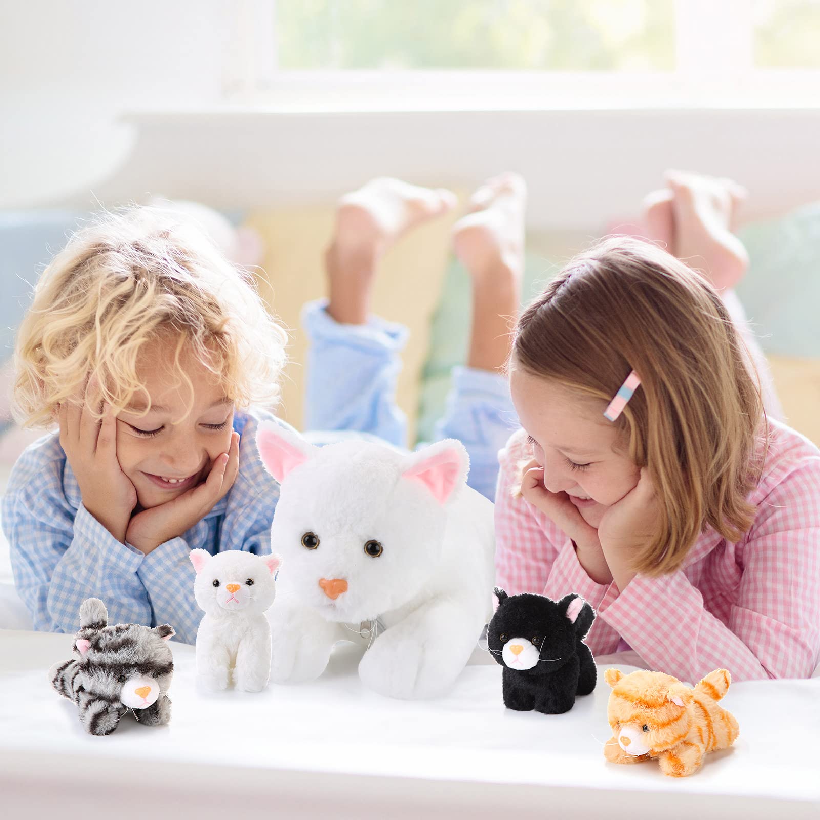 Foto 6 pulgar | Peluche Skylety Cat Con Bebés En El Interior De 40 Cm, Color Blanco - Venta Internacional.