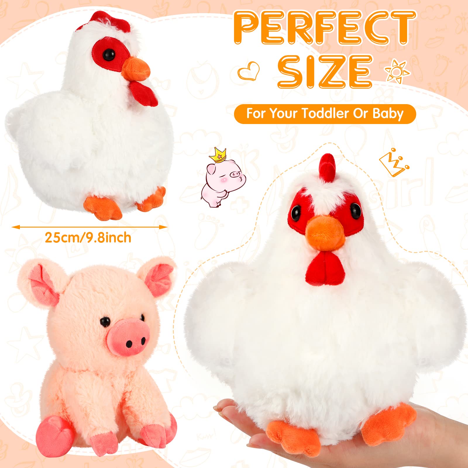 Foto 3 pulgar | Juego De Animales De Granja De Peluche Skylety De 10 Pulgadas Para Niños, Paquete De 5 - Venta Internacional.