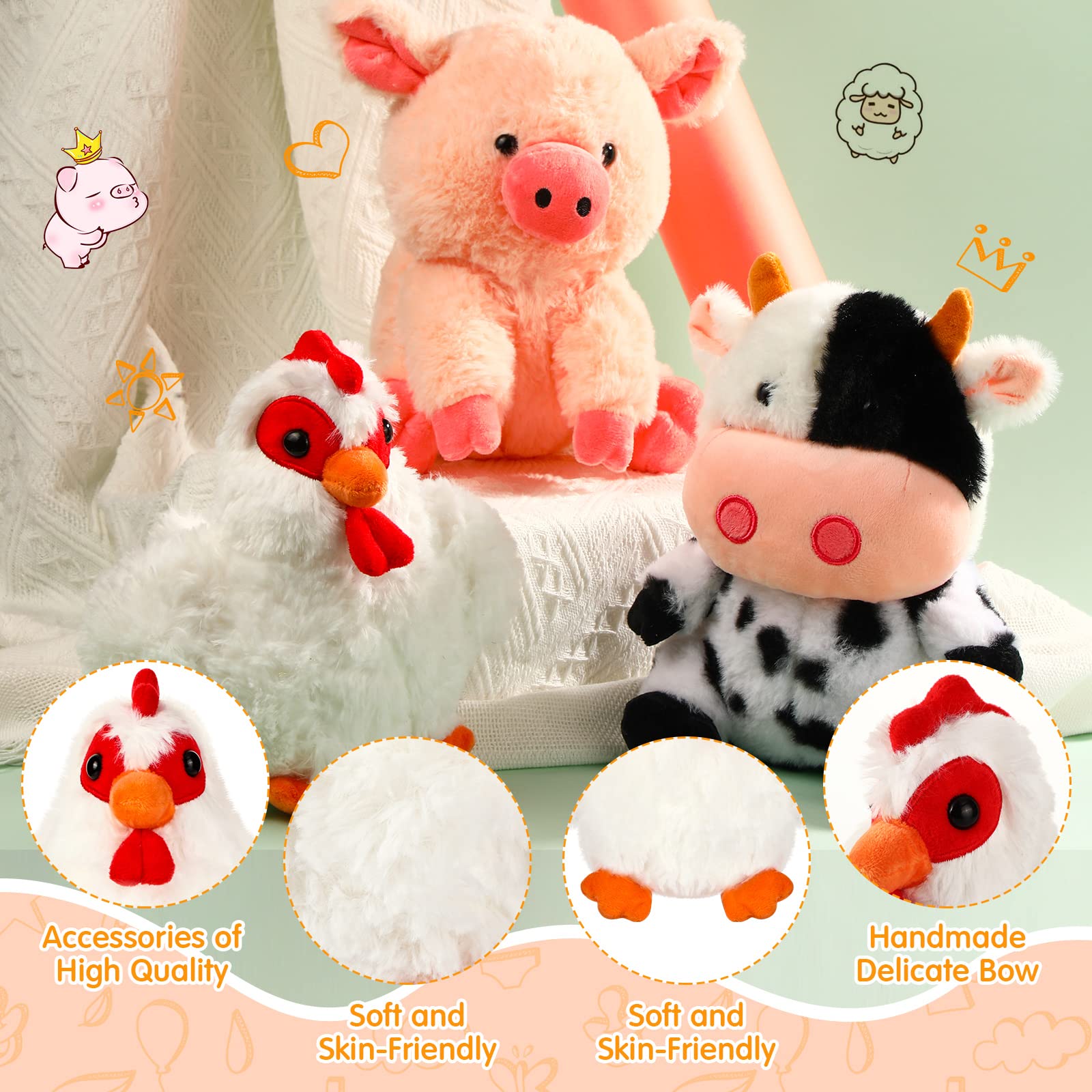 Foto 5 pulgar | Juego De Animales De Granja De Peluche Skylety De 10 Pulgadas Para Niños, Paquete De 5 - Venta Internacional.