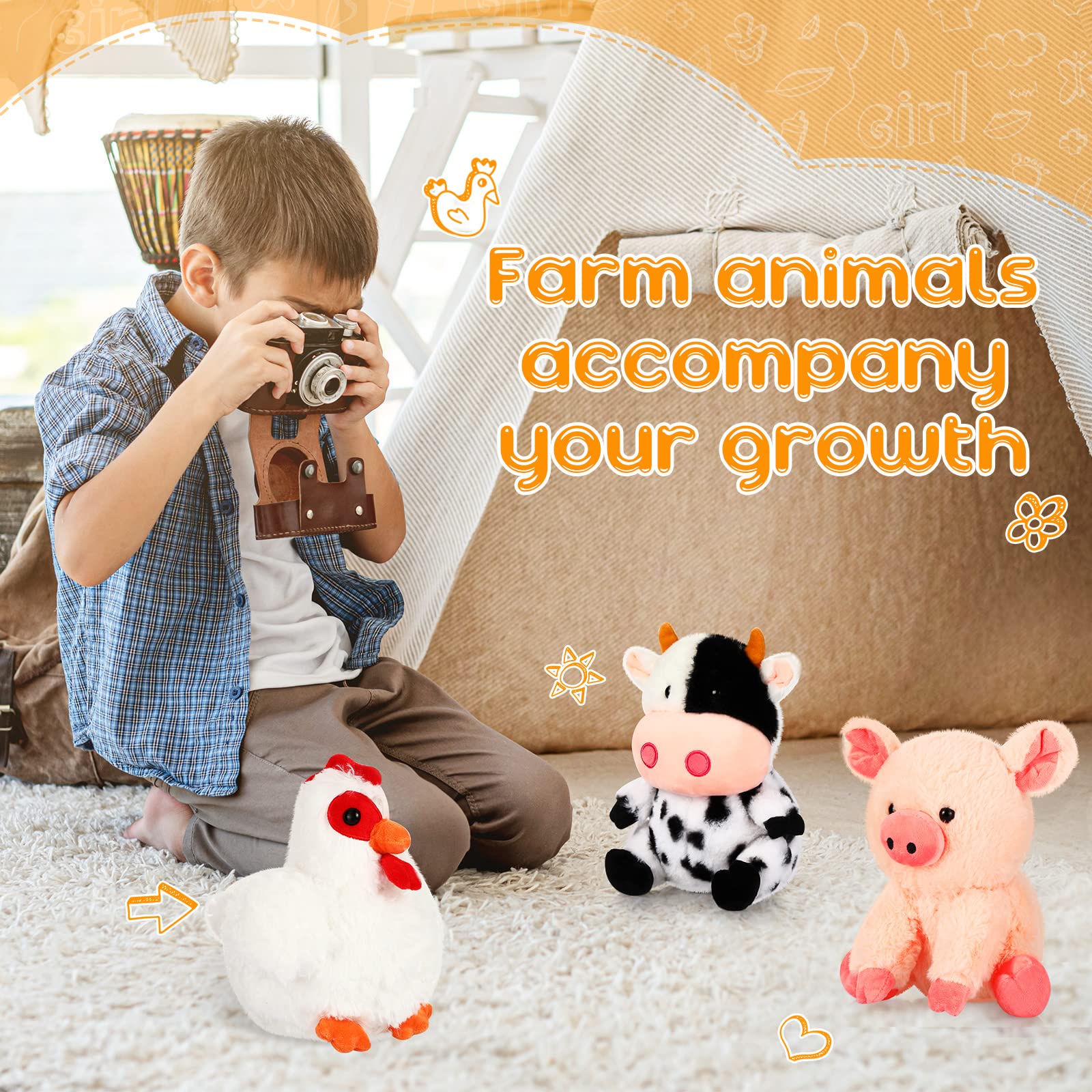 Foto 8 pulgar | Juego De Animales De Granja De Peluche Skylety De 10 Pulgadas Para Niños, Paquete De 5 - Venta Internacional.